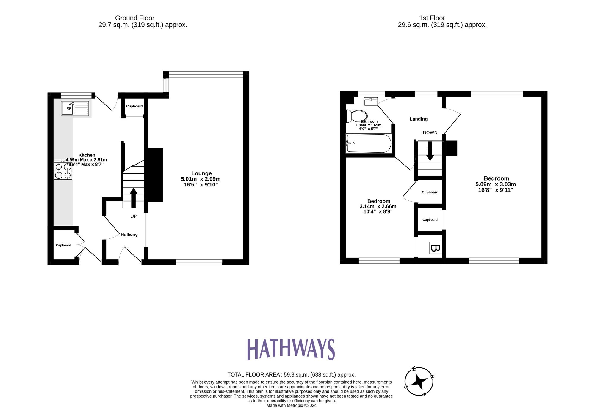 2 bed terraced house for sale in Turberville Road, Cwmbran - Property Floorplan