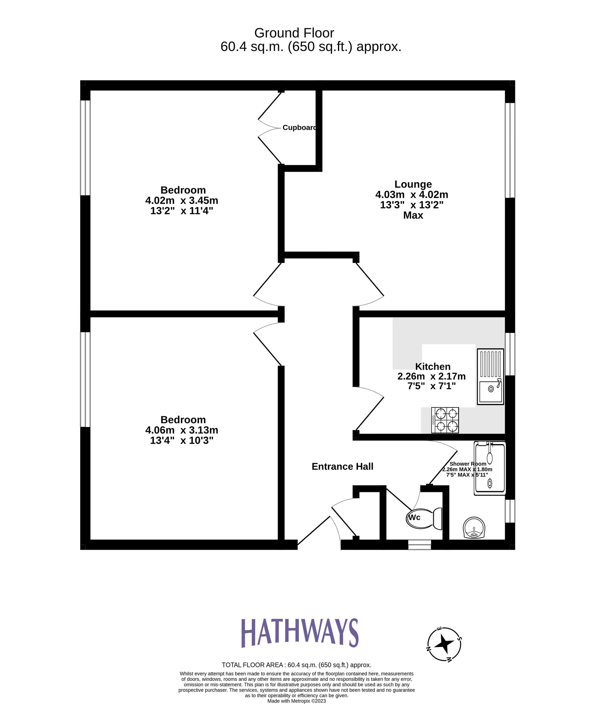 2 bed flat for sale in Warwick Close, Pontypool - Property Floorplan