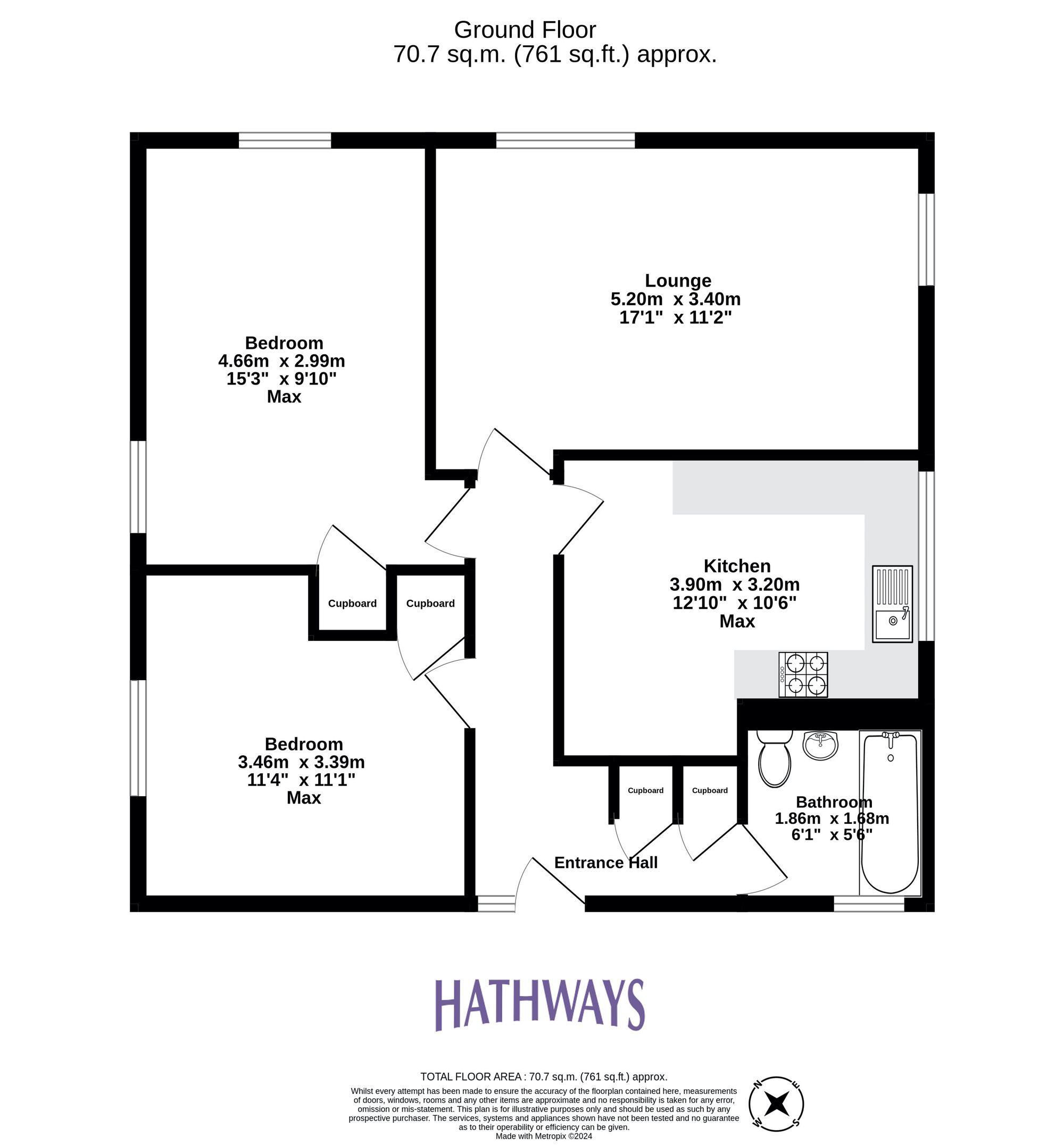 2 bed ground floor flat for sale in Drayton Court, Cwmbran - Property Floorplan