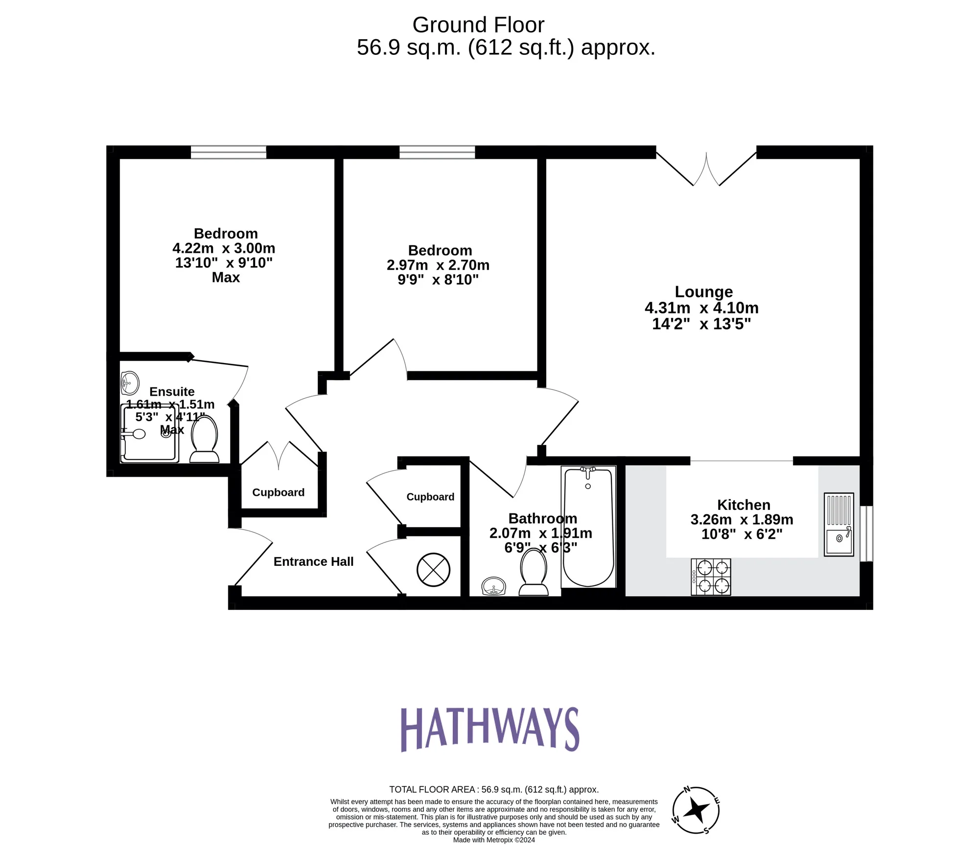 2 bed flat for sale in Flavius Close, Newport - Property Floorplan