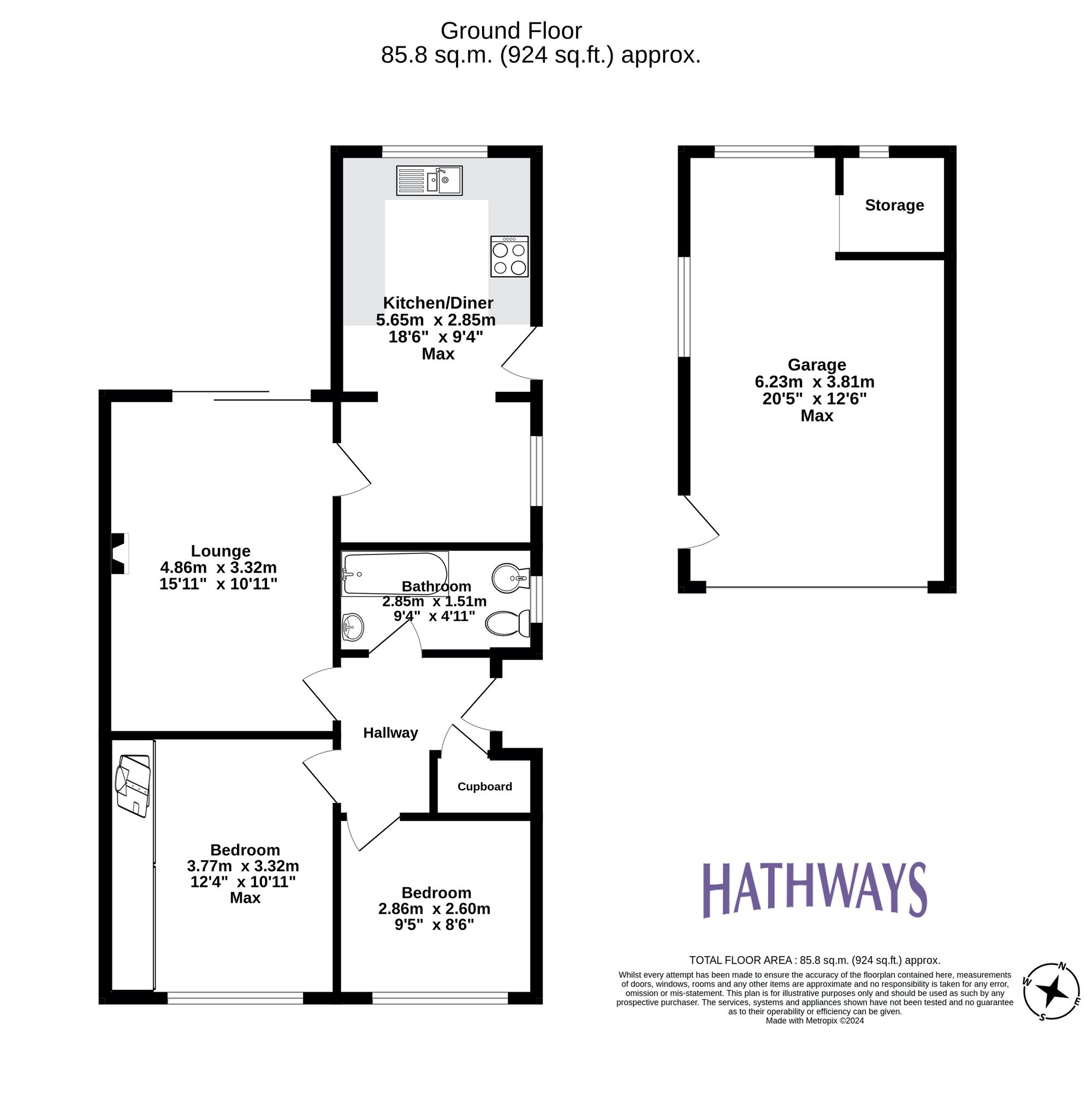 2 bed semi-detached bungalow for sale in Heol Madoc, Pontypool - Property Floorplan