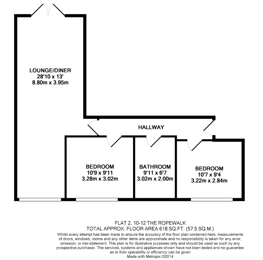 2 bed apartment to rent in The Ropewalk - Property Floorplan
