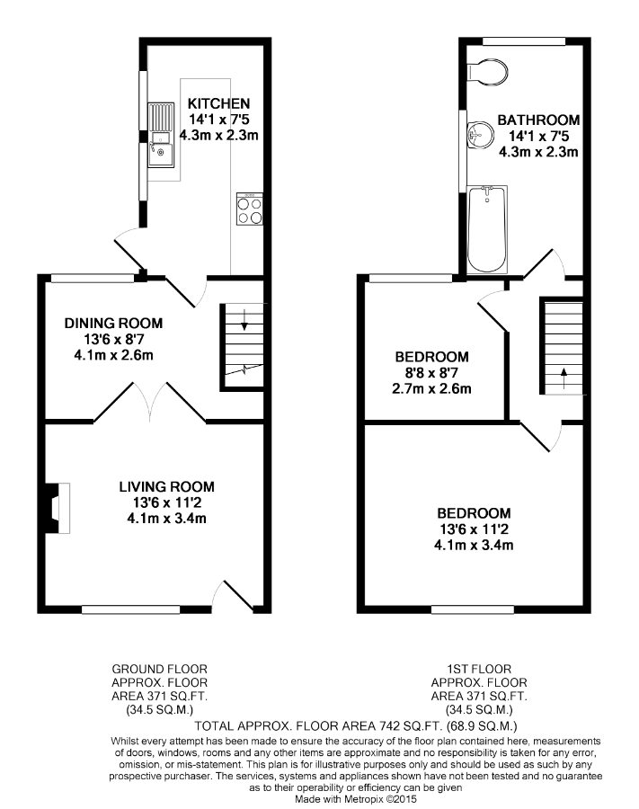 2 bed house to rent in West Avenue, West Bridgford - Property Floorplan