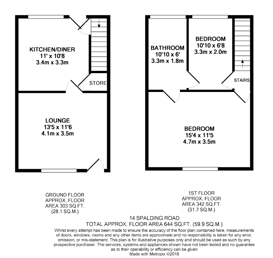 2 bed house to rent in Spalding Road - Property Floorplan