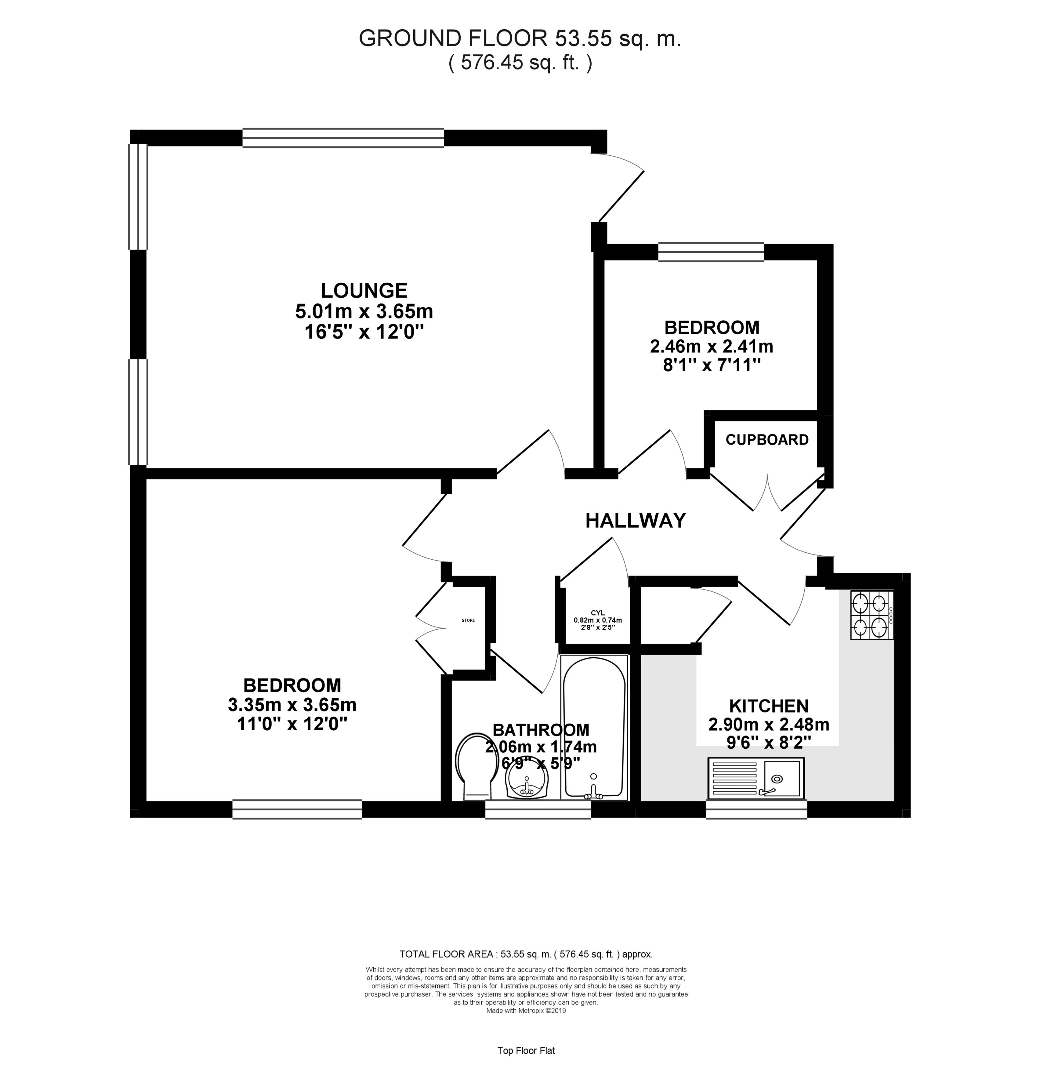 2 bed apartment for sale in Stowe Avenue, West Bridgford - Property Floorplan