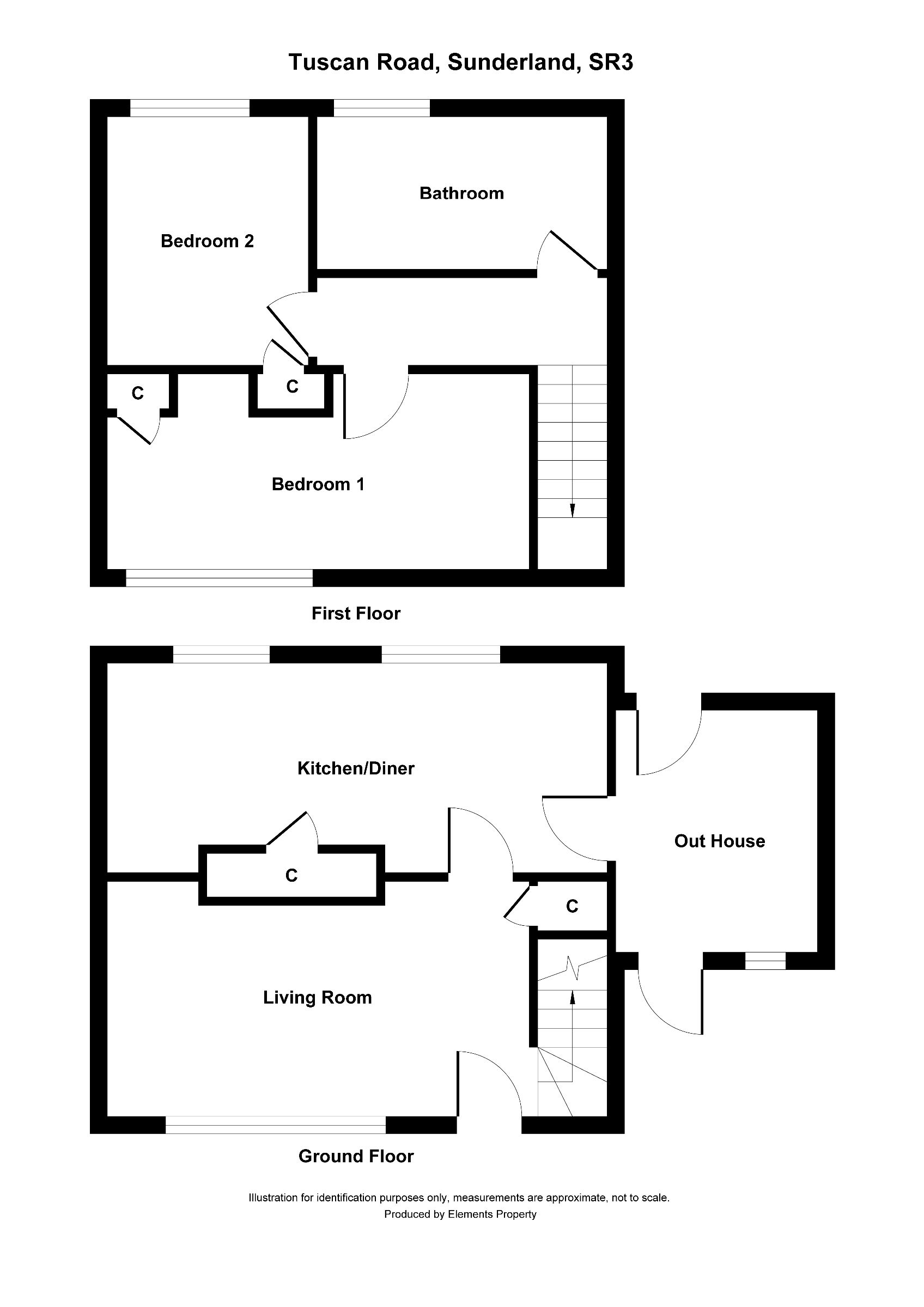 2 bed semi-detached house to rent in Tuscan Road, Sunderland - Property floorplan