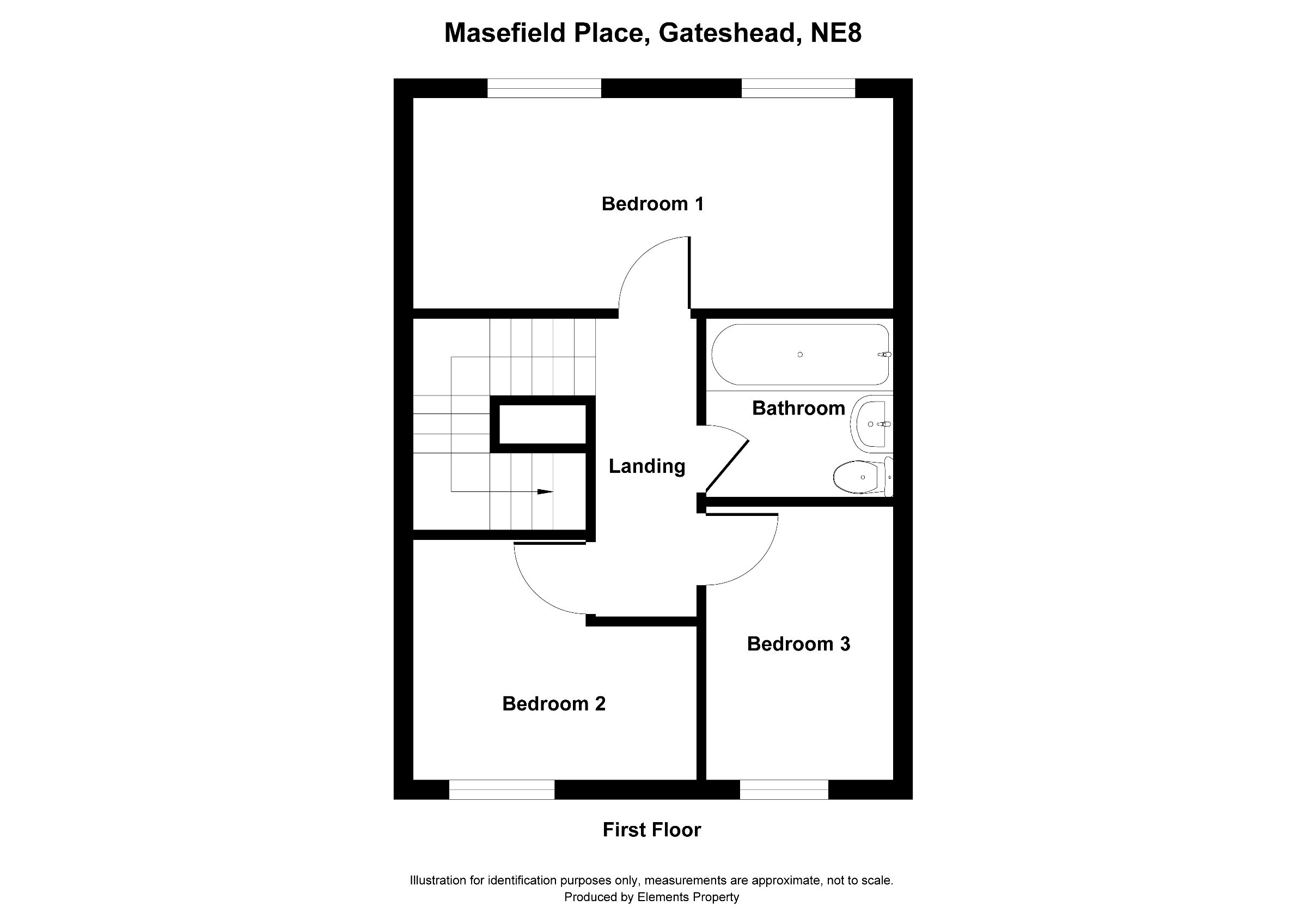 3 bed terraced house to rent in Masefield Place, Gateshead - Property floorplan