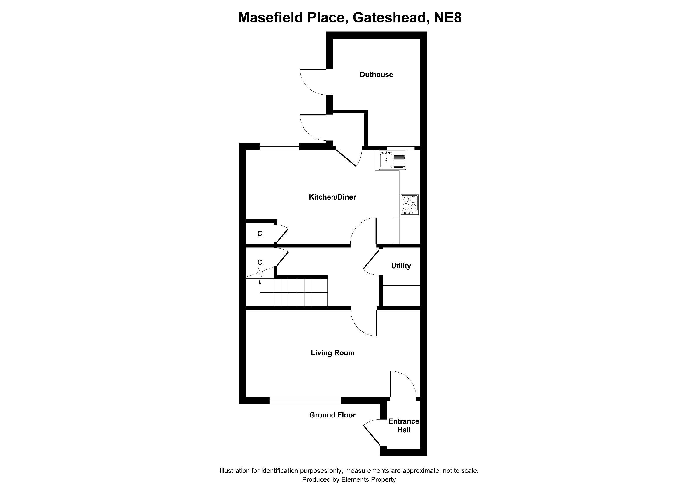 3 bed terraced house to rent in Masefield Place, Gateshead - Property floorplan