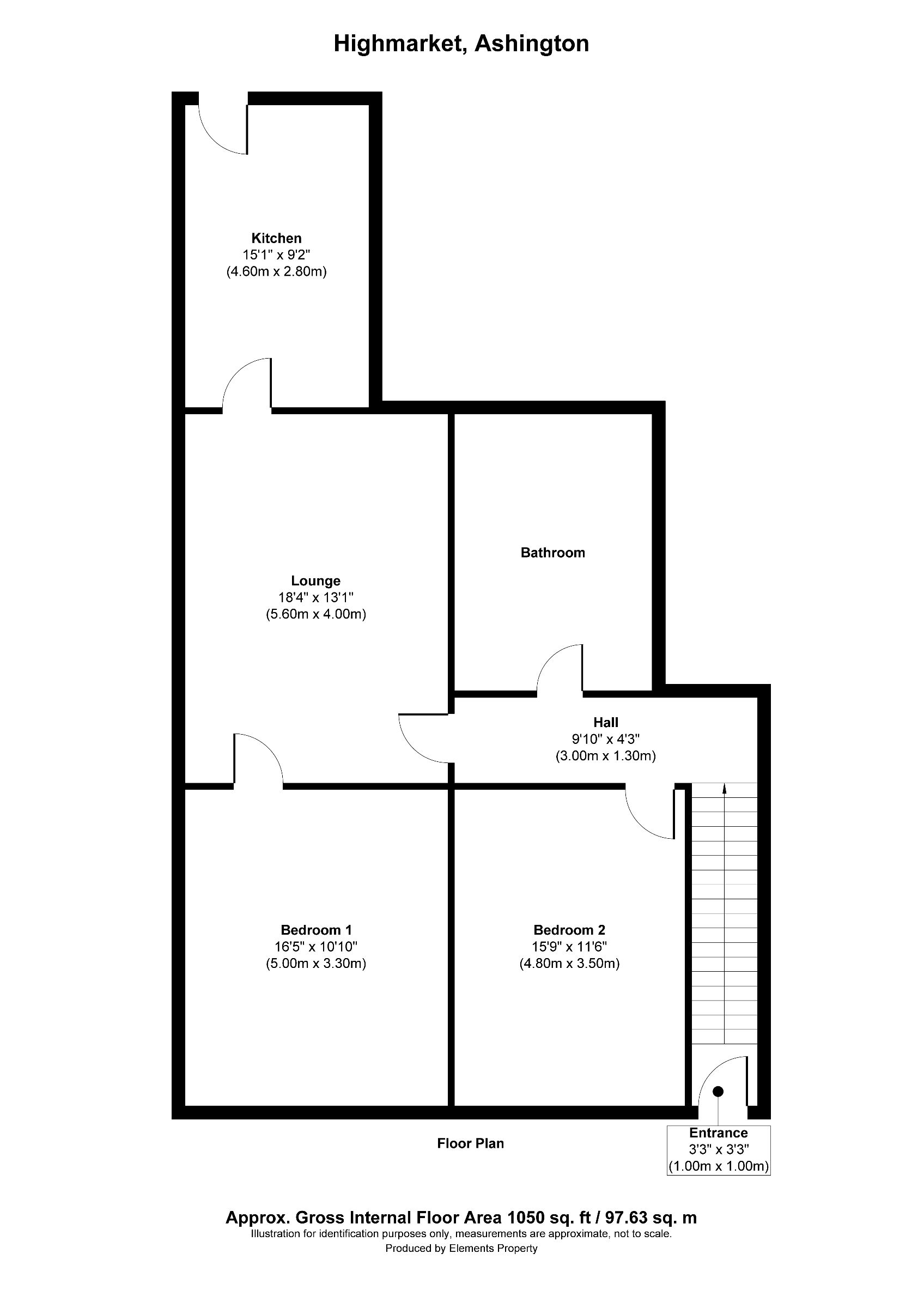 2 bed flat to rent in Ashington, Northumberland - Property floorplan