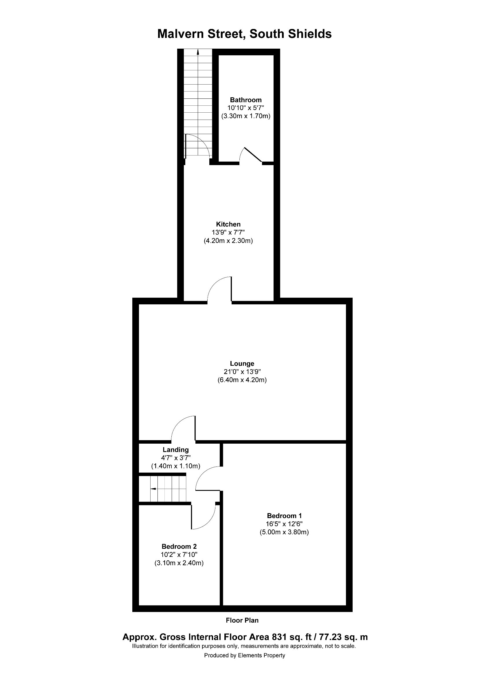 2 bed flat to rent in Malvern Street, South Tyneside - Property floorplan