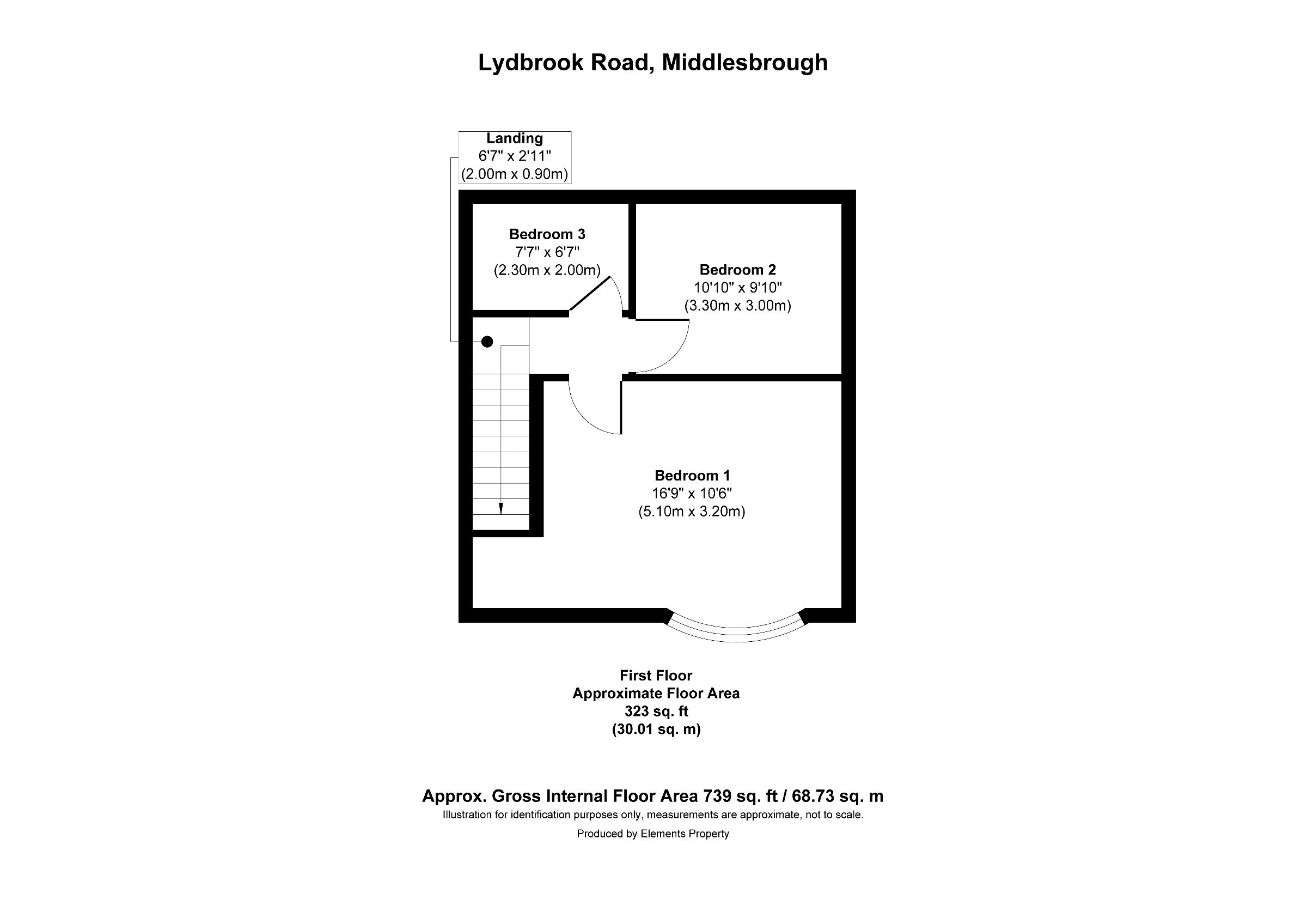 3 bed semi-detached house to rent in Lydbrook Road, Middlesbrough - Property floorplan