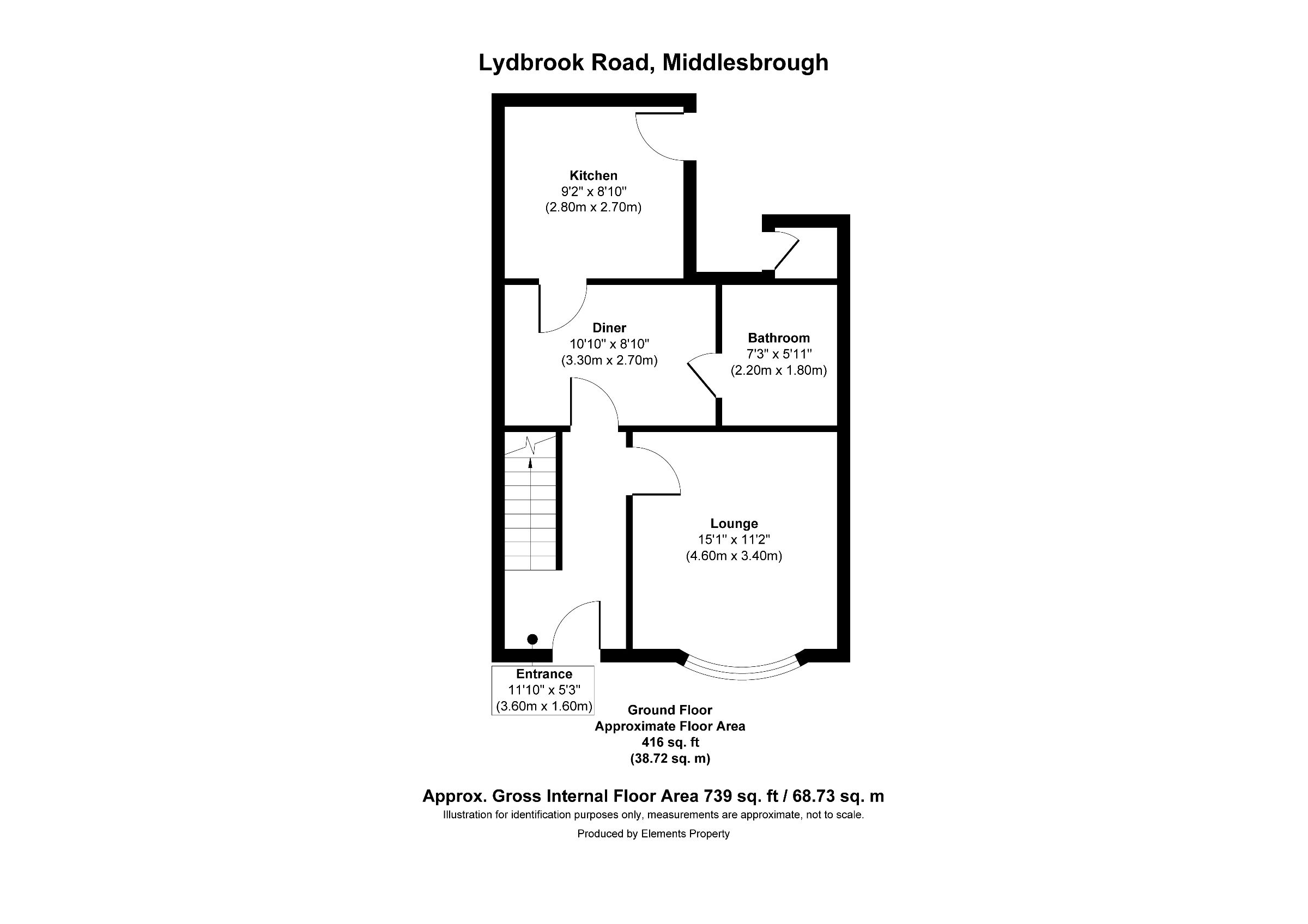 3 bed semi-detached house to rent in Lydbrook Road, Middlesbrough - Property floorplan