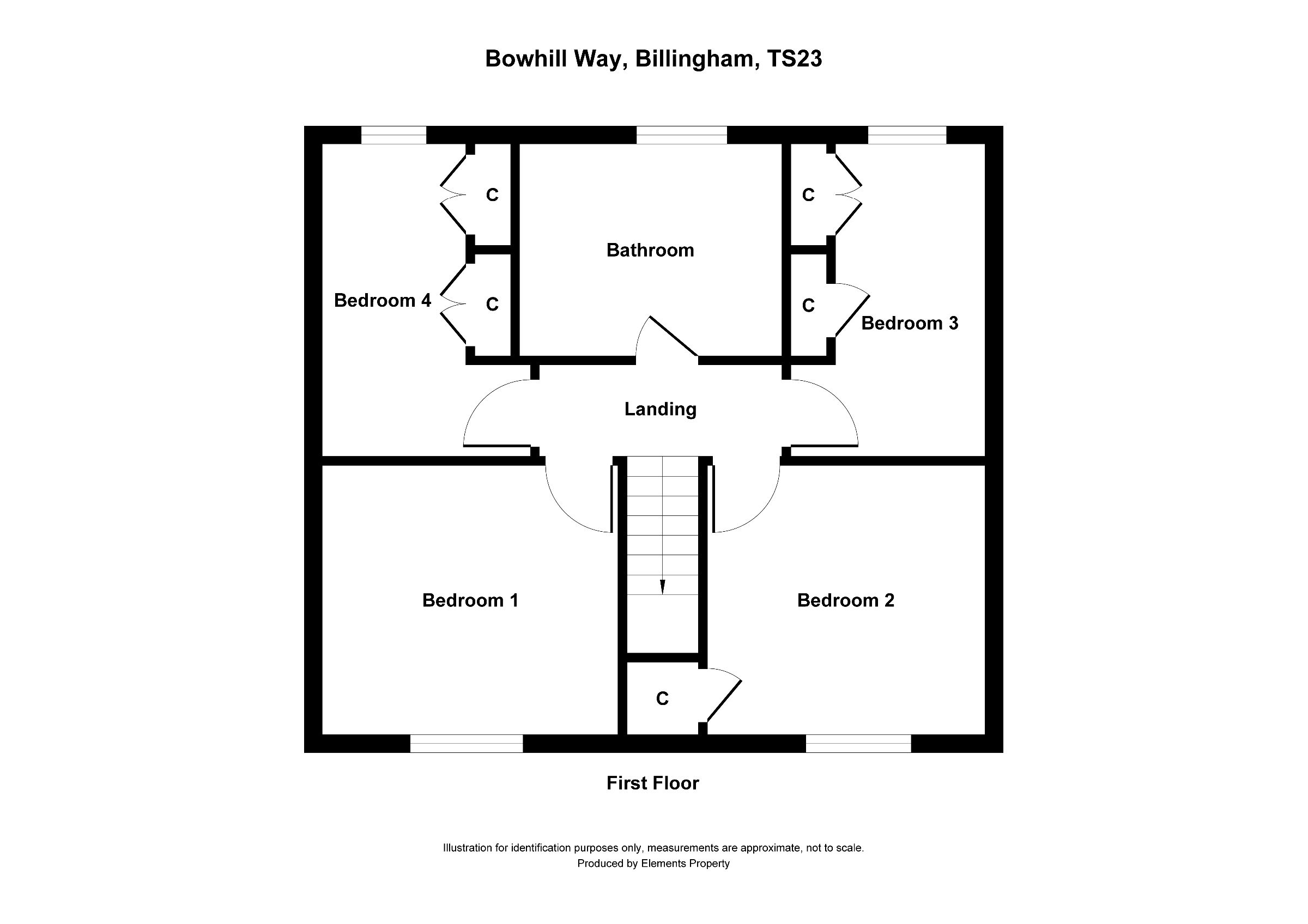 4 bed terraced house to rent in Bowhill Way, Cleveland - Property floorplan