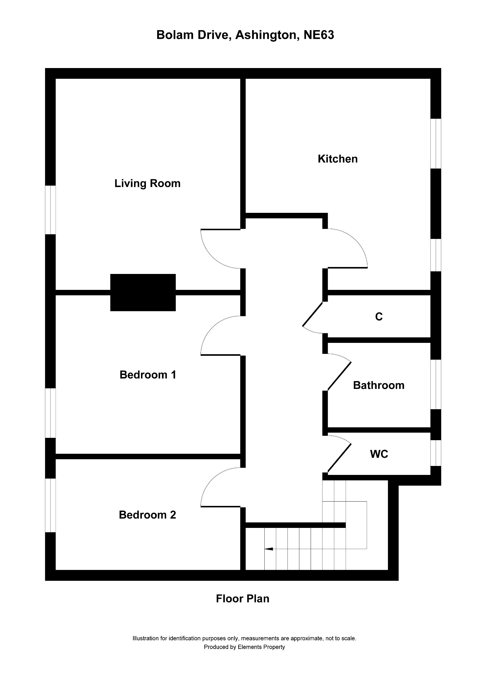 2 bed flat to rent in Bolam Drive, Ashington - Property floorplan