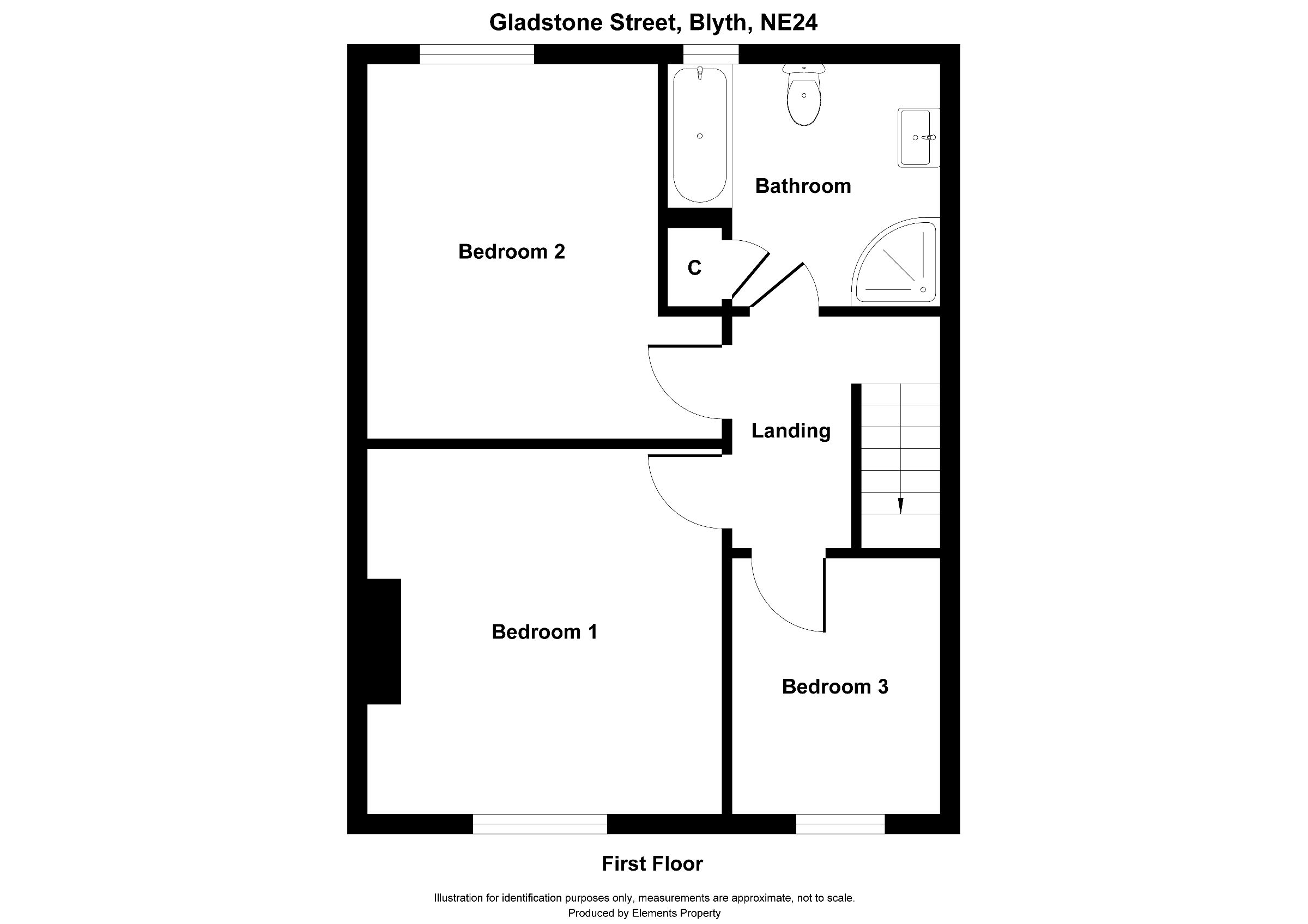 3 bed terraced house to rent in Gladstone Street, Blyth - Property floorplan