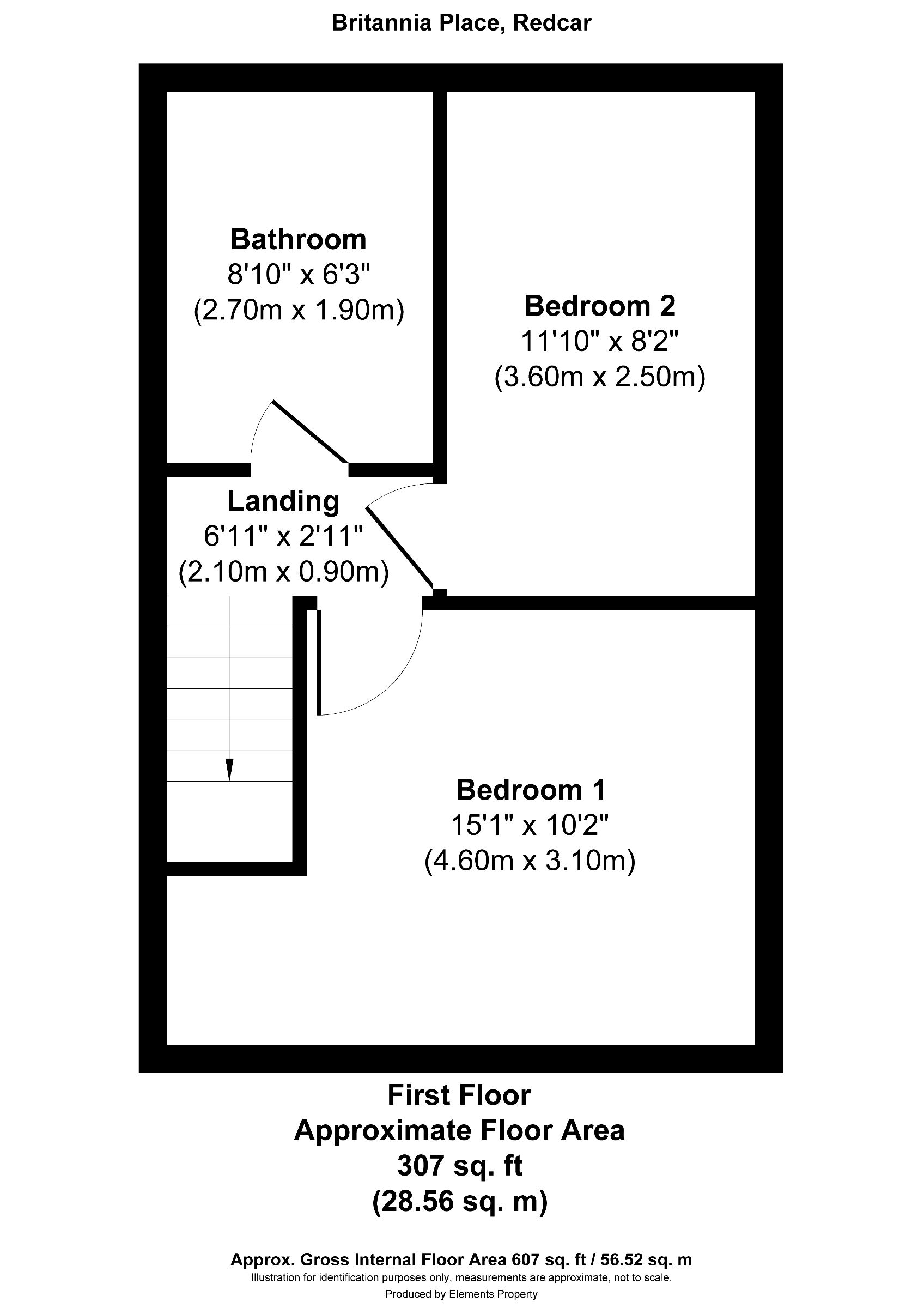 2 bed terraced house to rent in Britannia Place, Redcar - Property floorplan