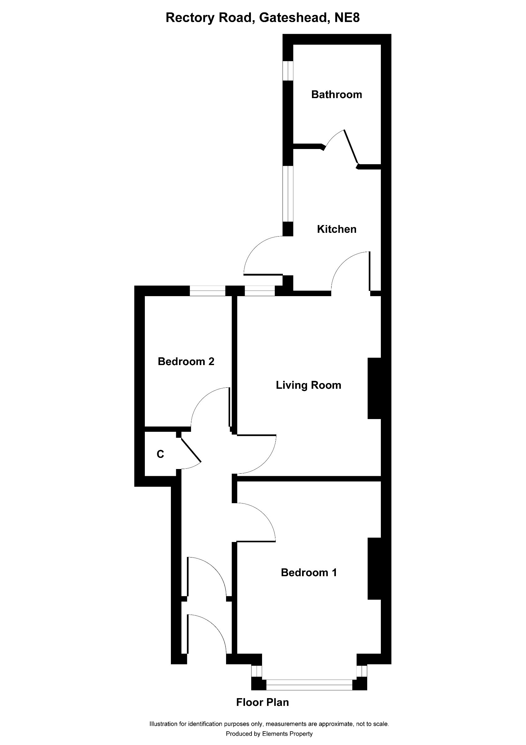 2 bed ground floor flat to rent in Rectory Road, Gateshead - Property floorplan
