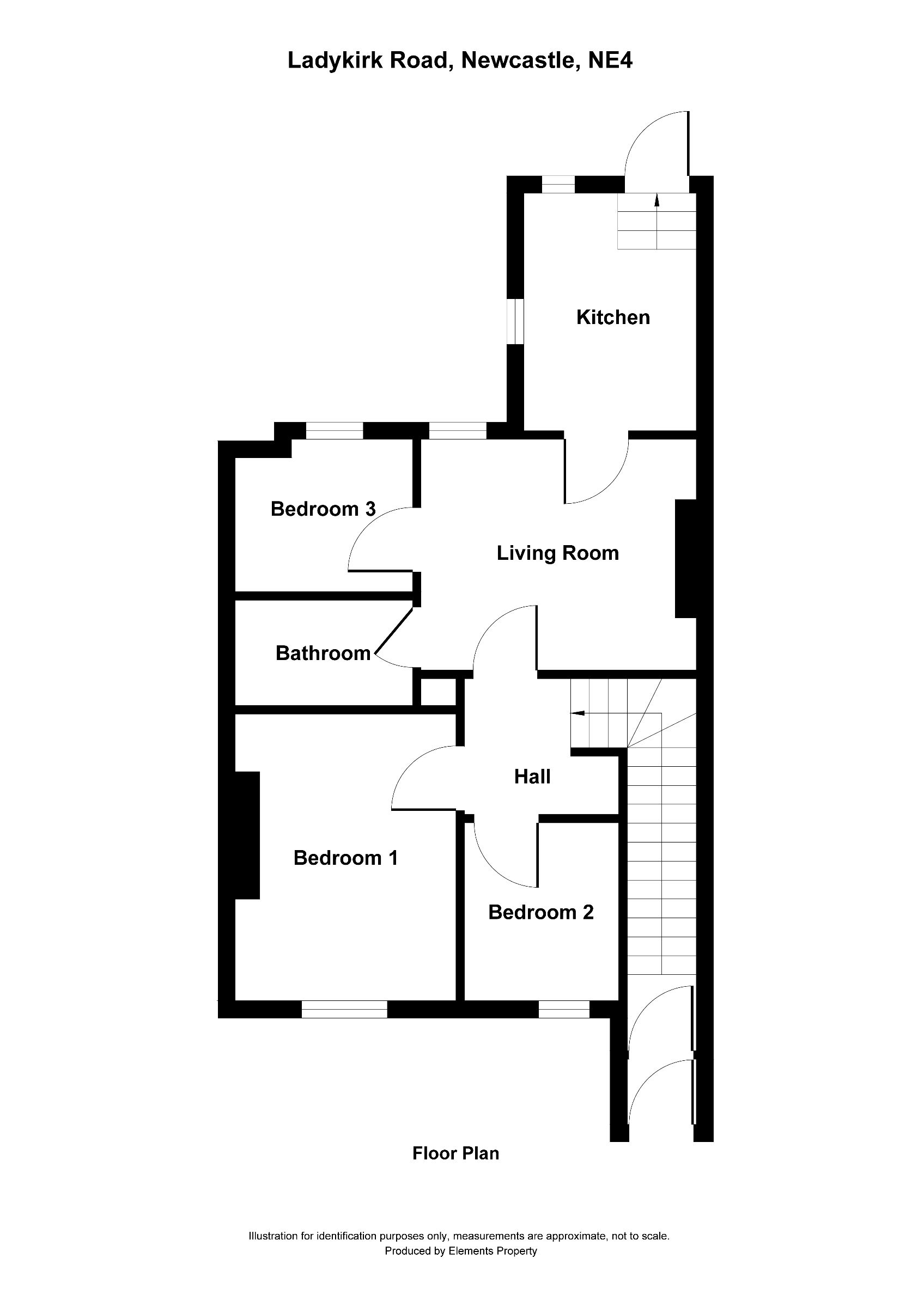 3 bed flat to rent in Ladykirk Road, Newcastle upon Tyne - Property floorplan