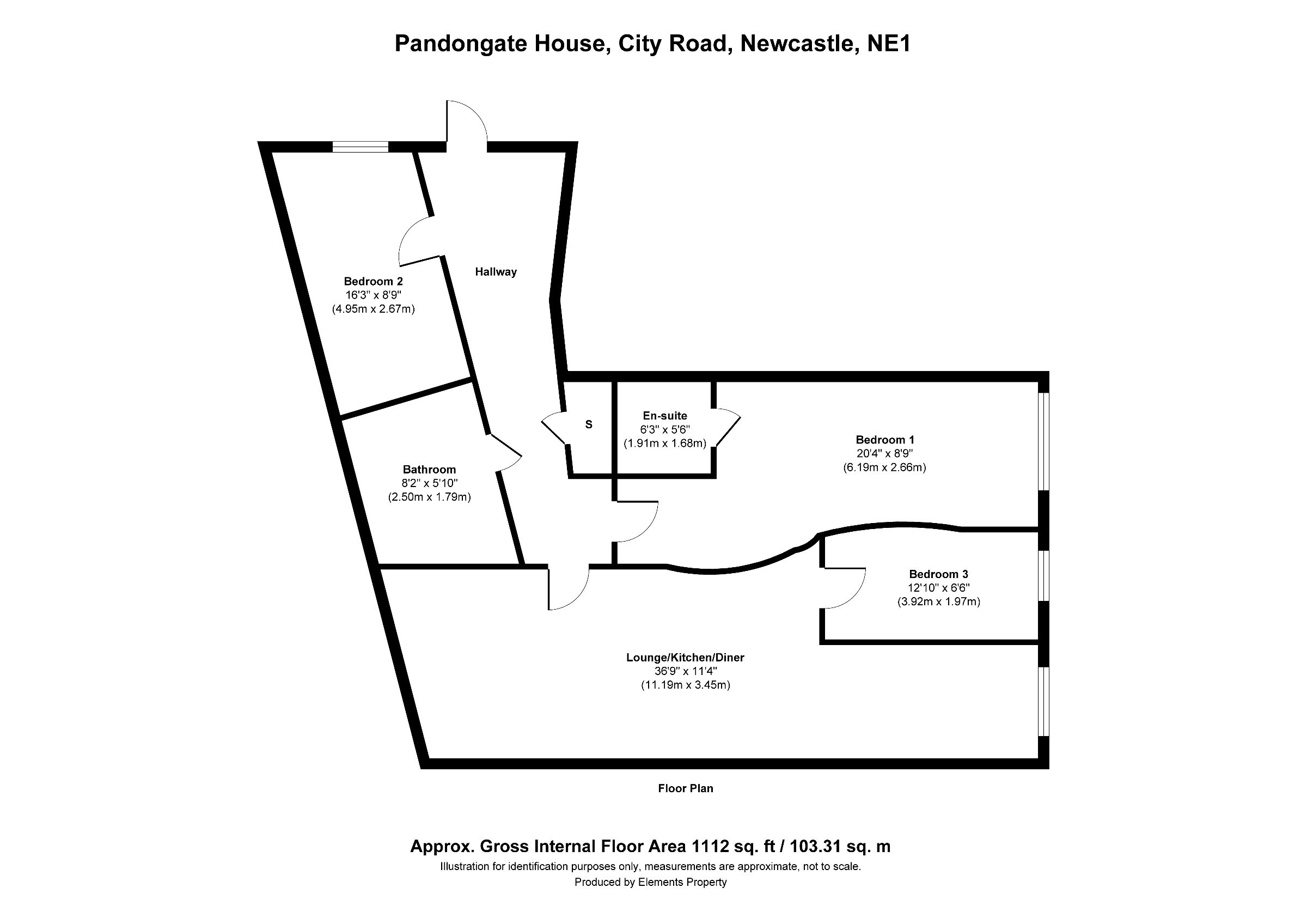3 bed flat to rent in City Road, Newcastle upon Tyne - Property floorplan