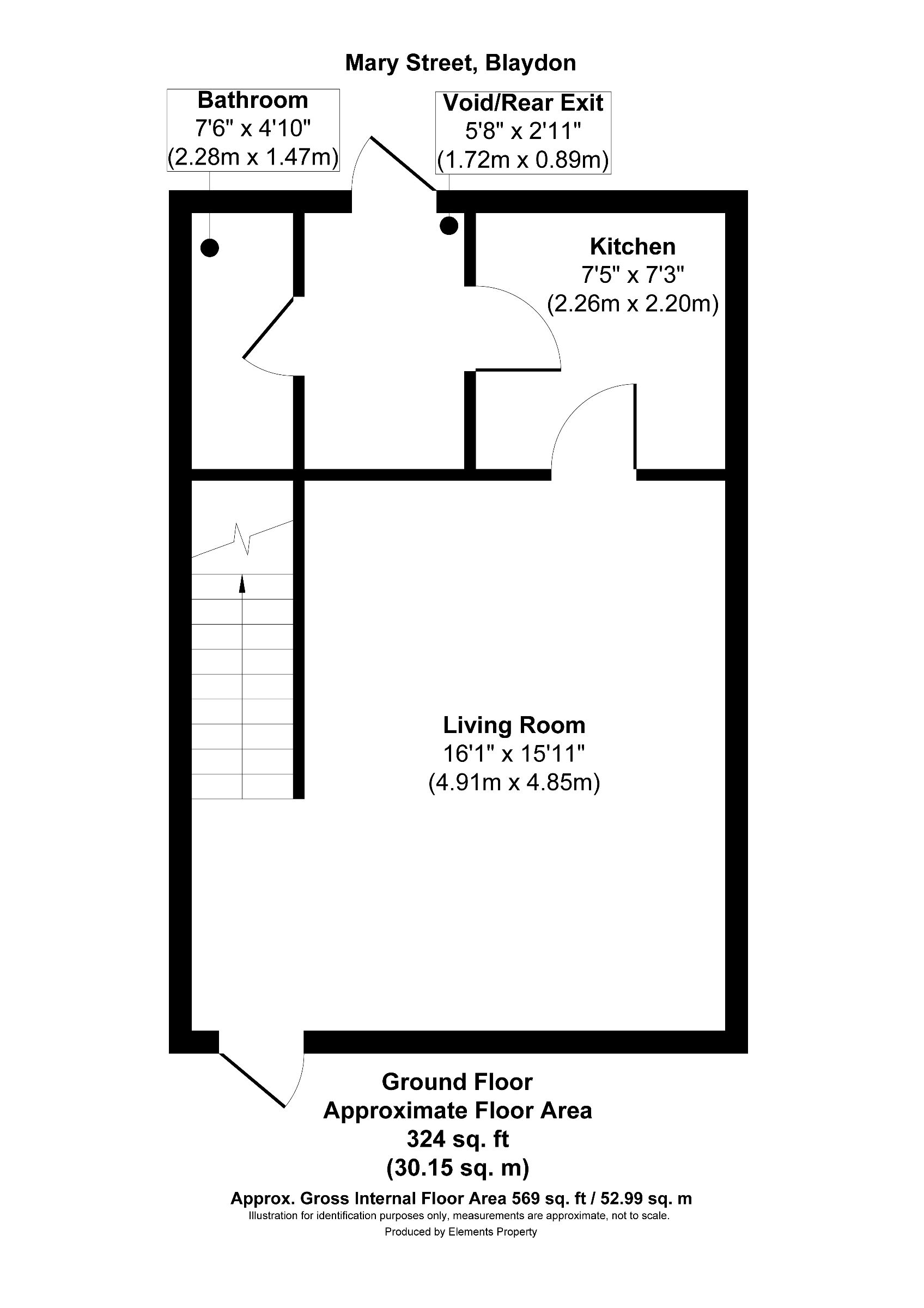 2 bed terraced house to rent in Mary Street, Blaydon-on-Tyne - Property floorplan