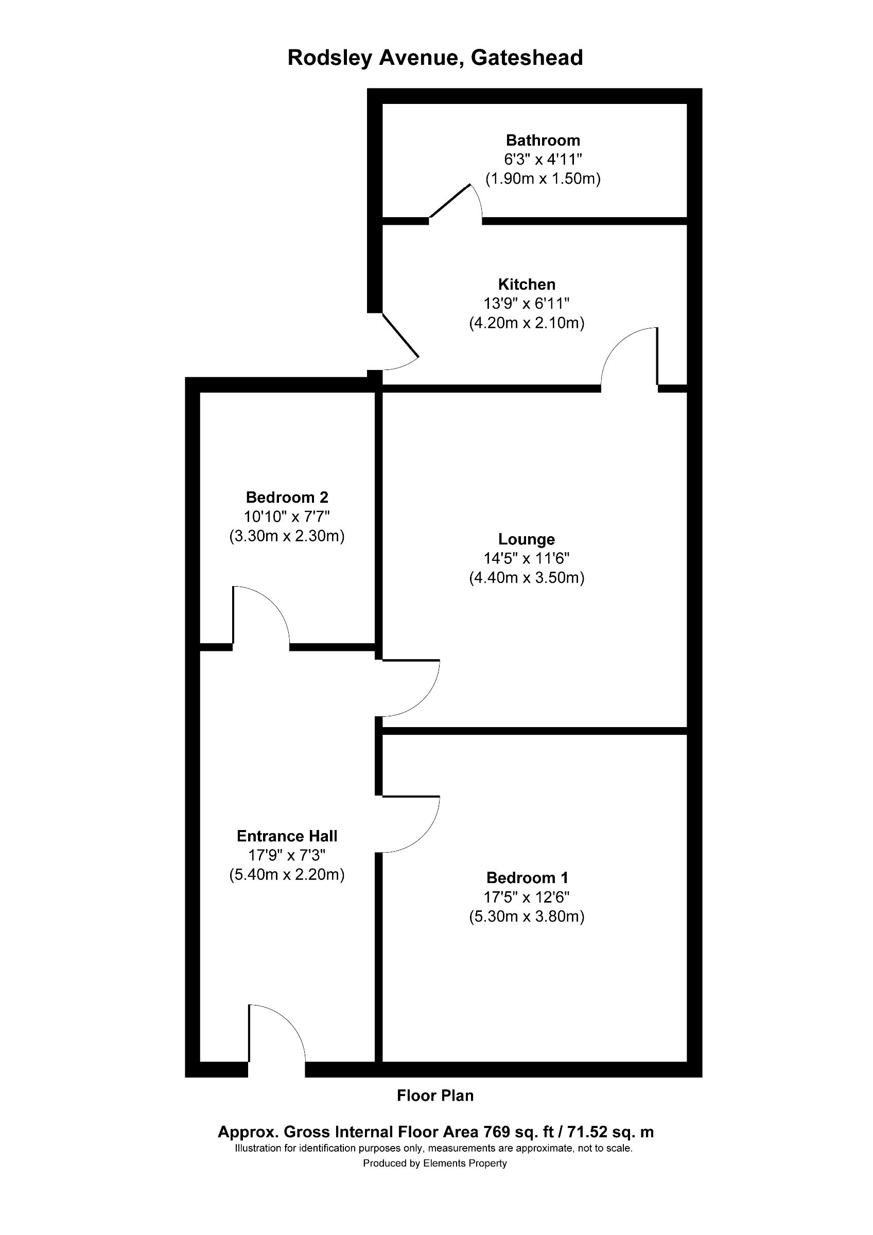 2 bed ground floor flat to rent in Rodsley Avenue, Gateshead - Property floorplan