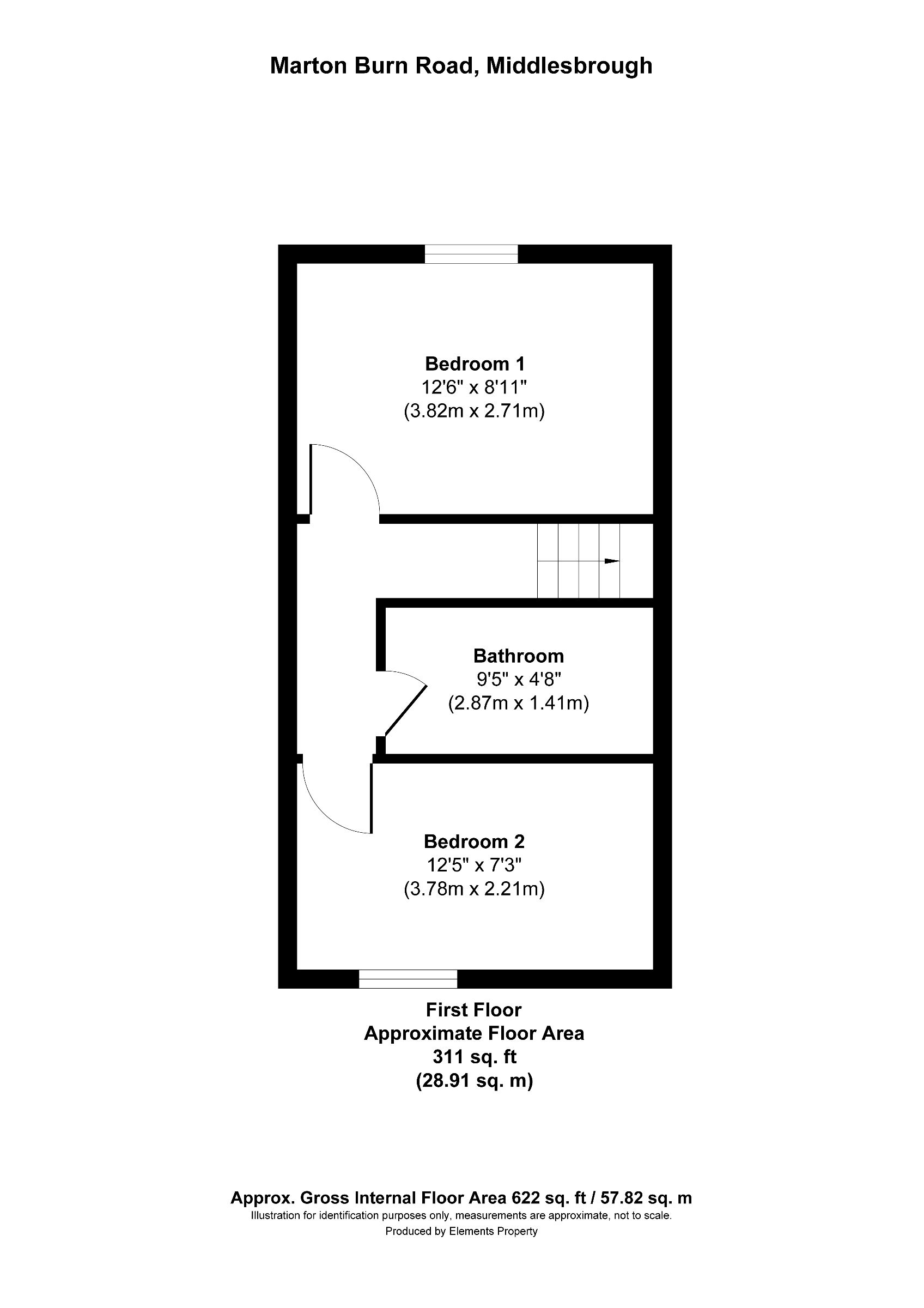 2 bed terraced house to rent in Marton Burn Road, Middlesbrough - Property floorplan