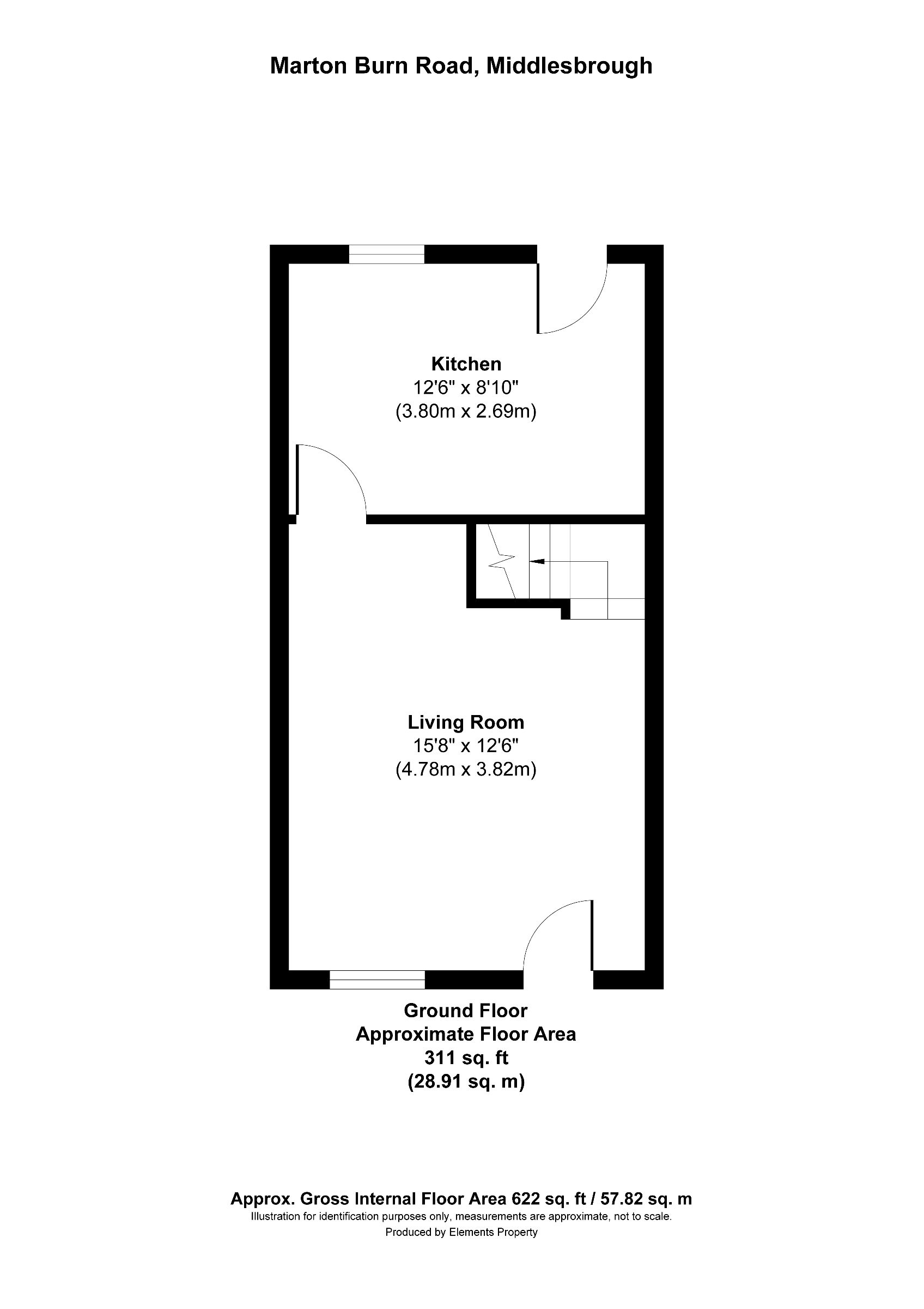 2 bed terraced house to rent in Marton Burn Road, Middlesbrough - Property floorplan