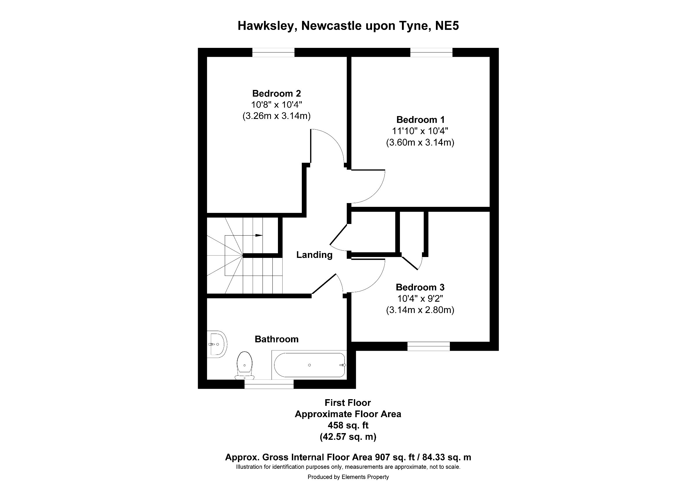 3 bed end of terrace house to rent in Hawksley, Newcastle upon Tyne - Property floorplan