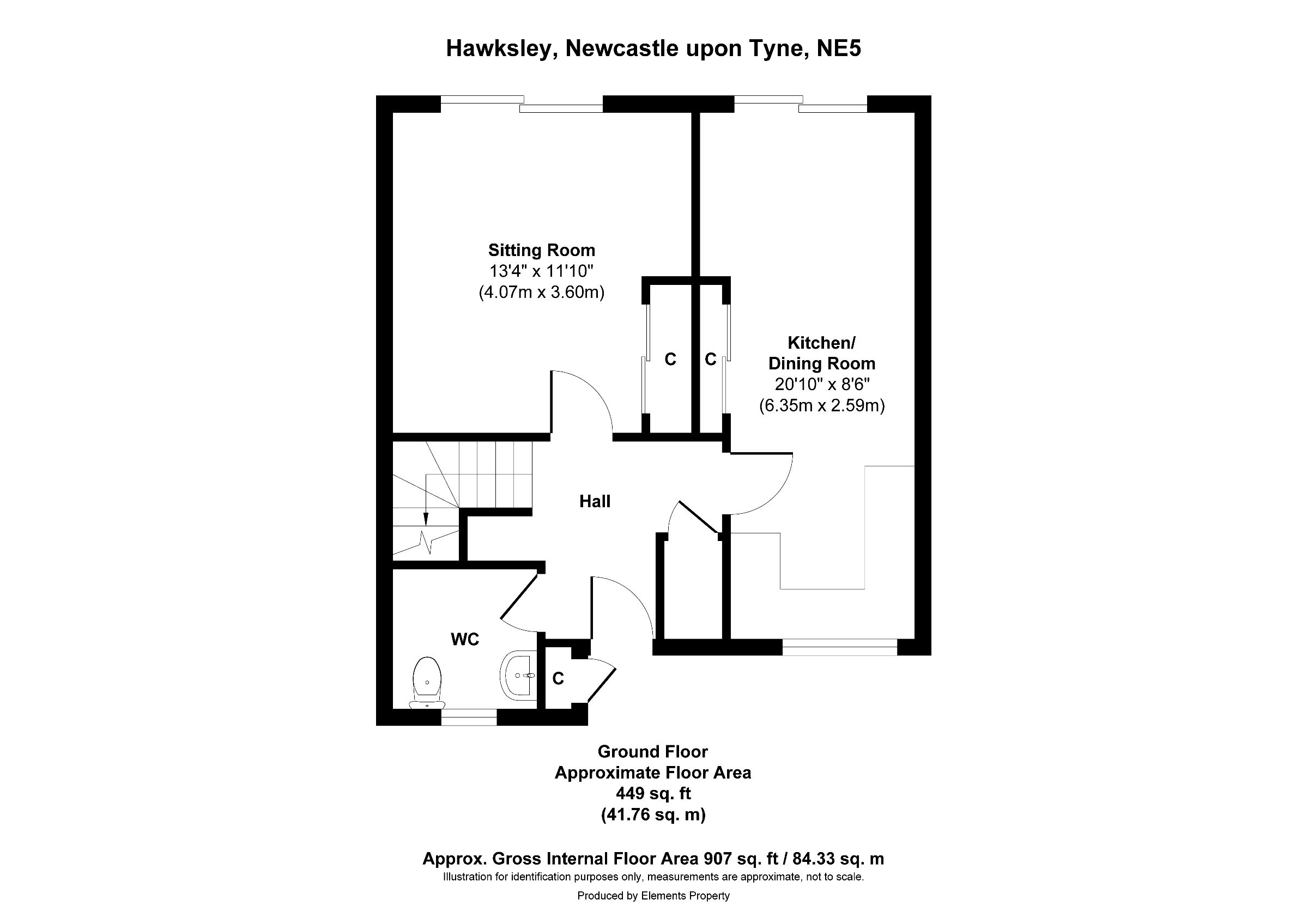 3 bed end of terrace house to rent in Hawksley, Newcastle upon Tyne - Property floorplan