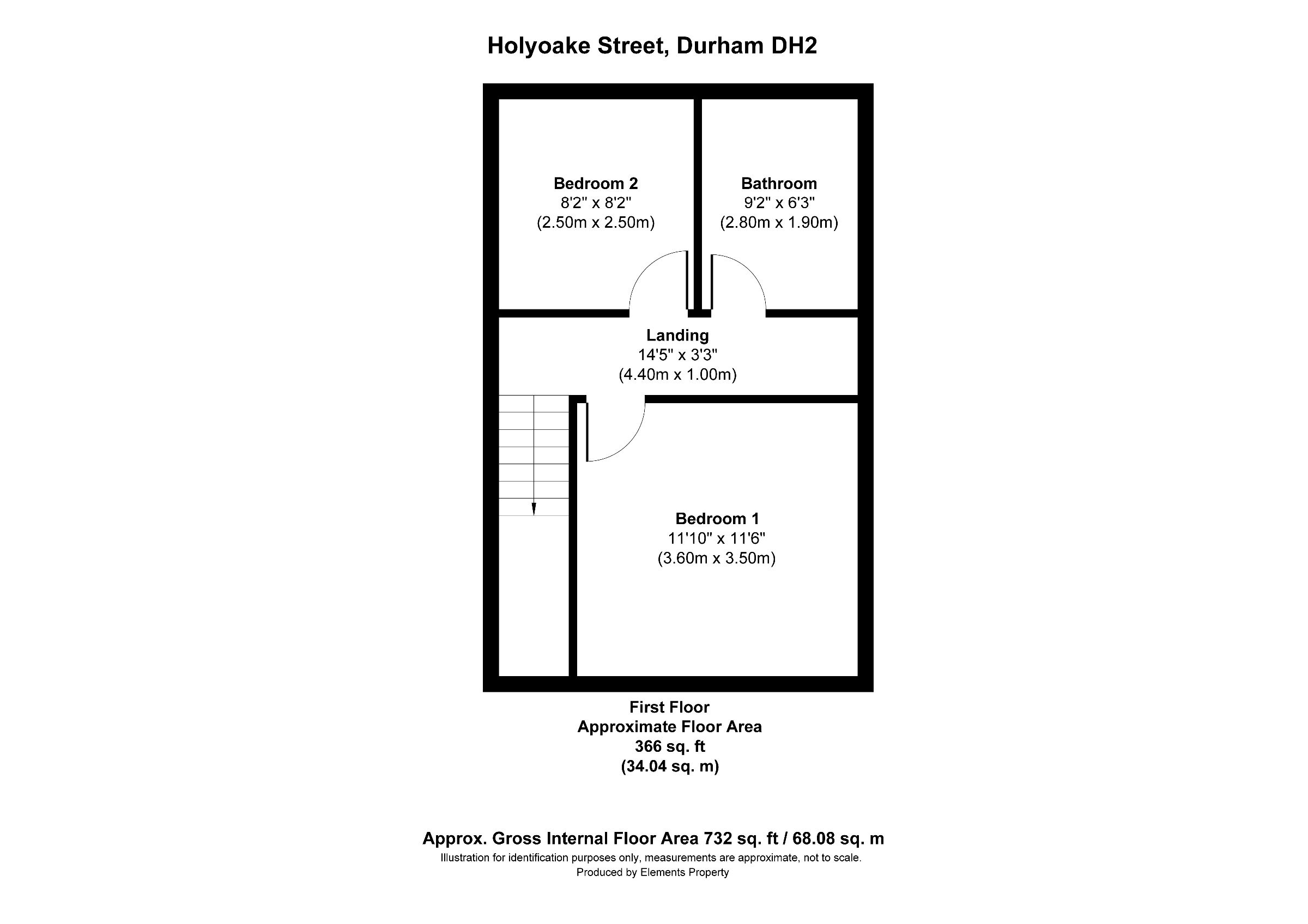 2 bed terraced house to rent in Holyoake Street, Chester le Street - Property floorplan