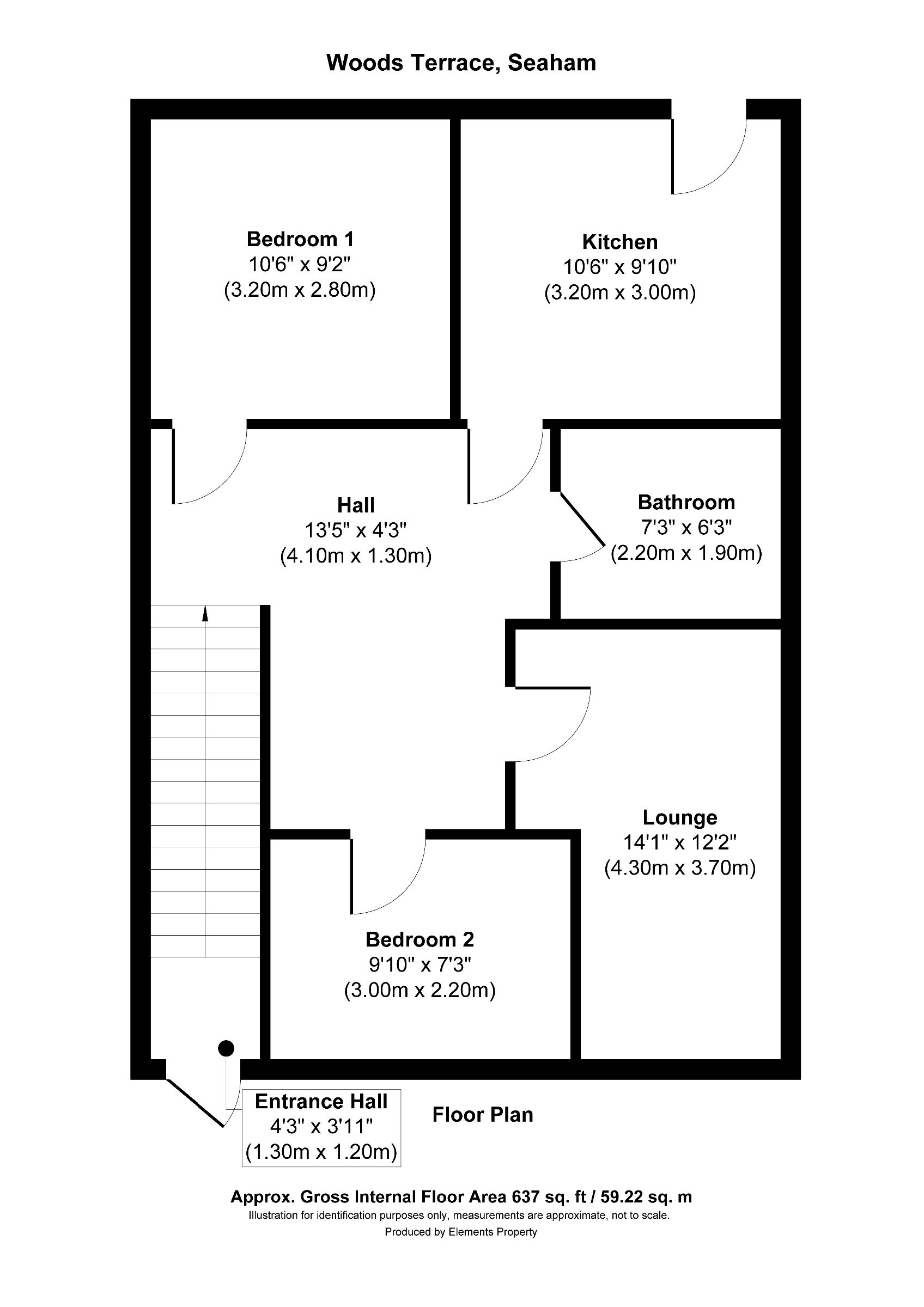 2 bed flat to rent in Woods Terrace, Seaham - Property floorplan