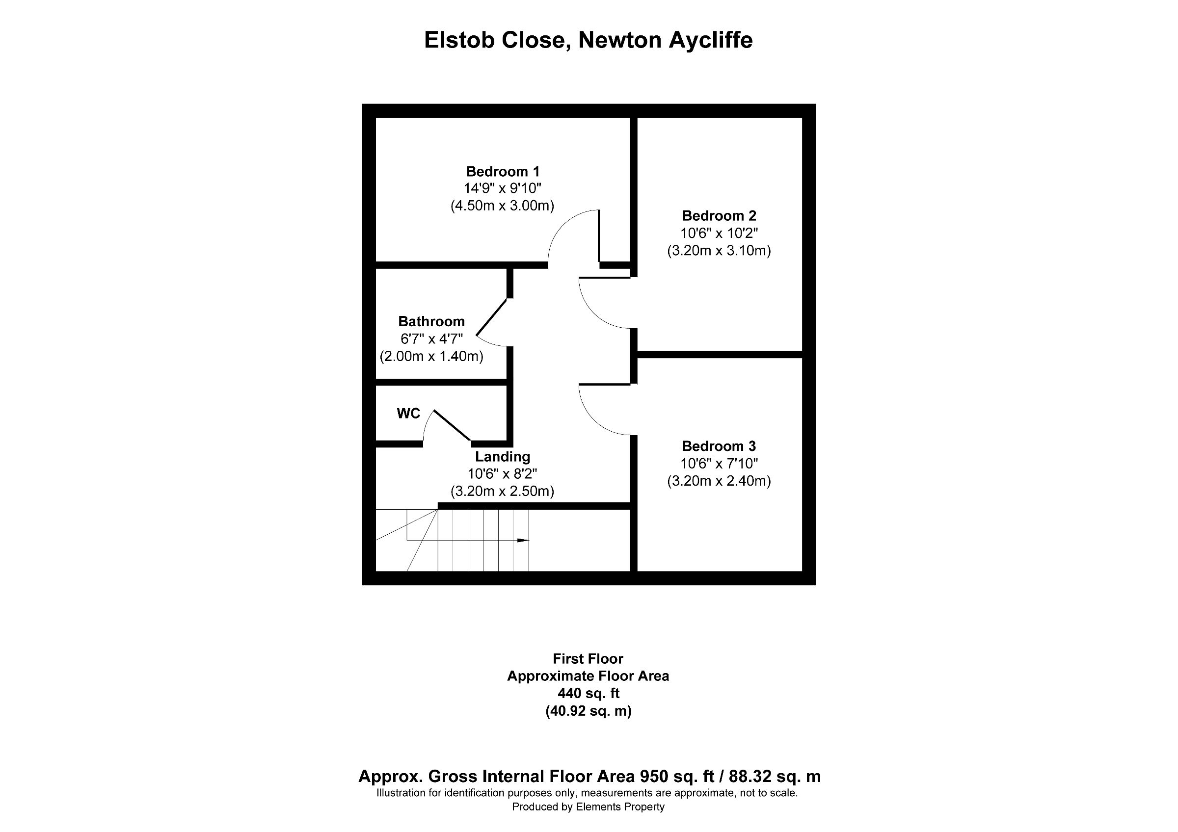 3 bed semi-detached house to rent in Elstob Close, Newton Aycliffe - Property floorplan