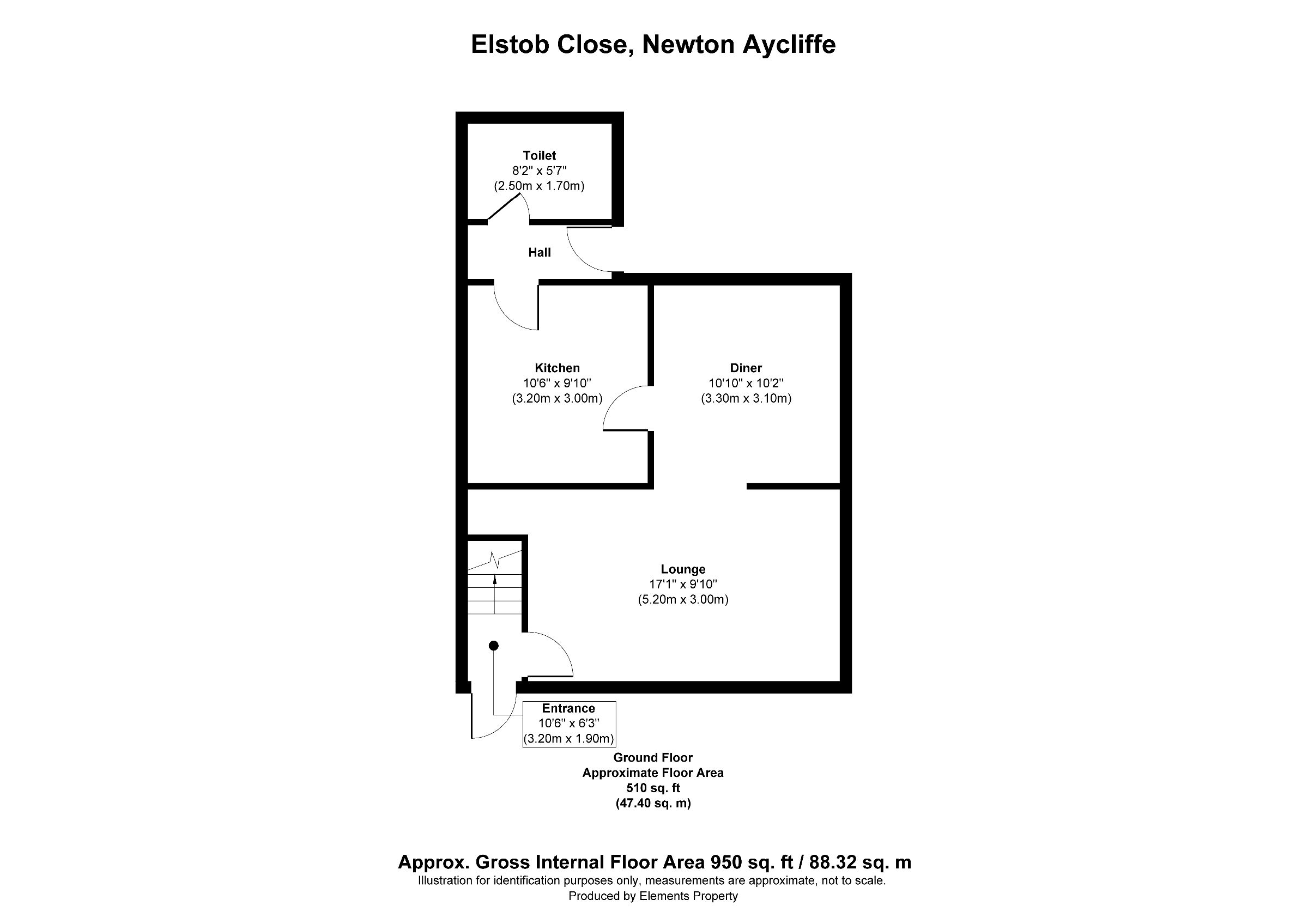 3 bed semi-detached house to rent in Elstob Close, Newton Aycliffe - Property floorplan