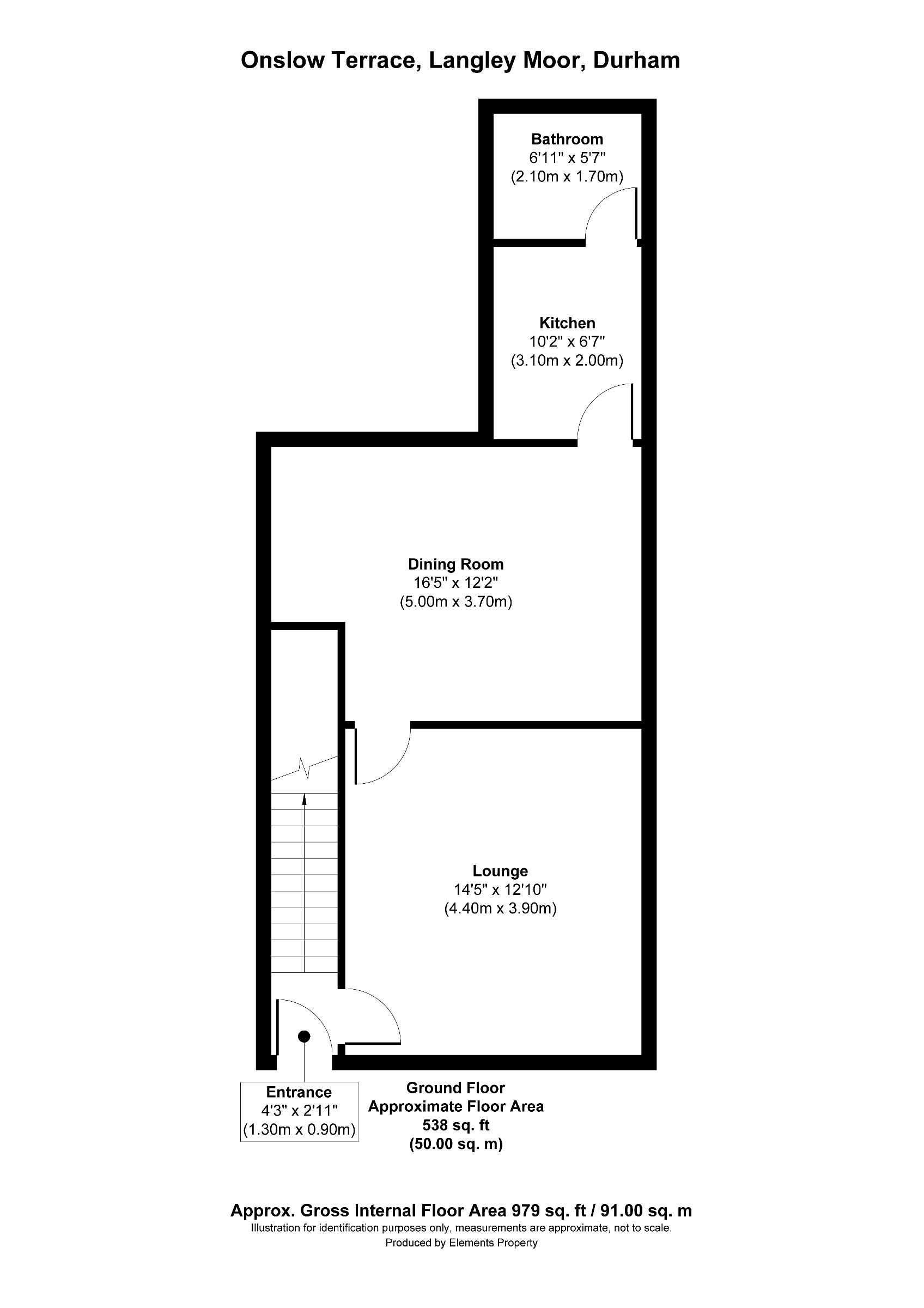 3 bed terraced house to rent in Onslow Terrace, Durham - Property floorplan