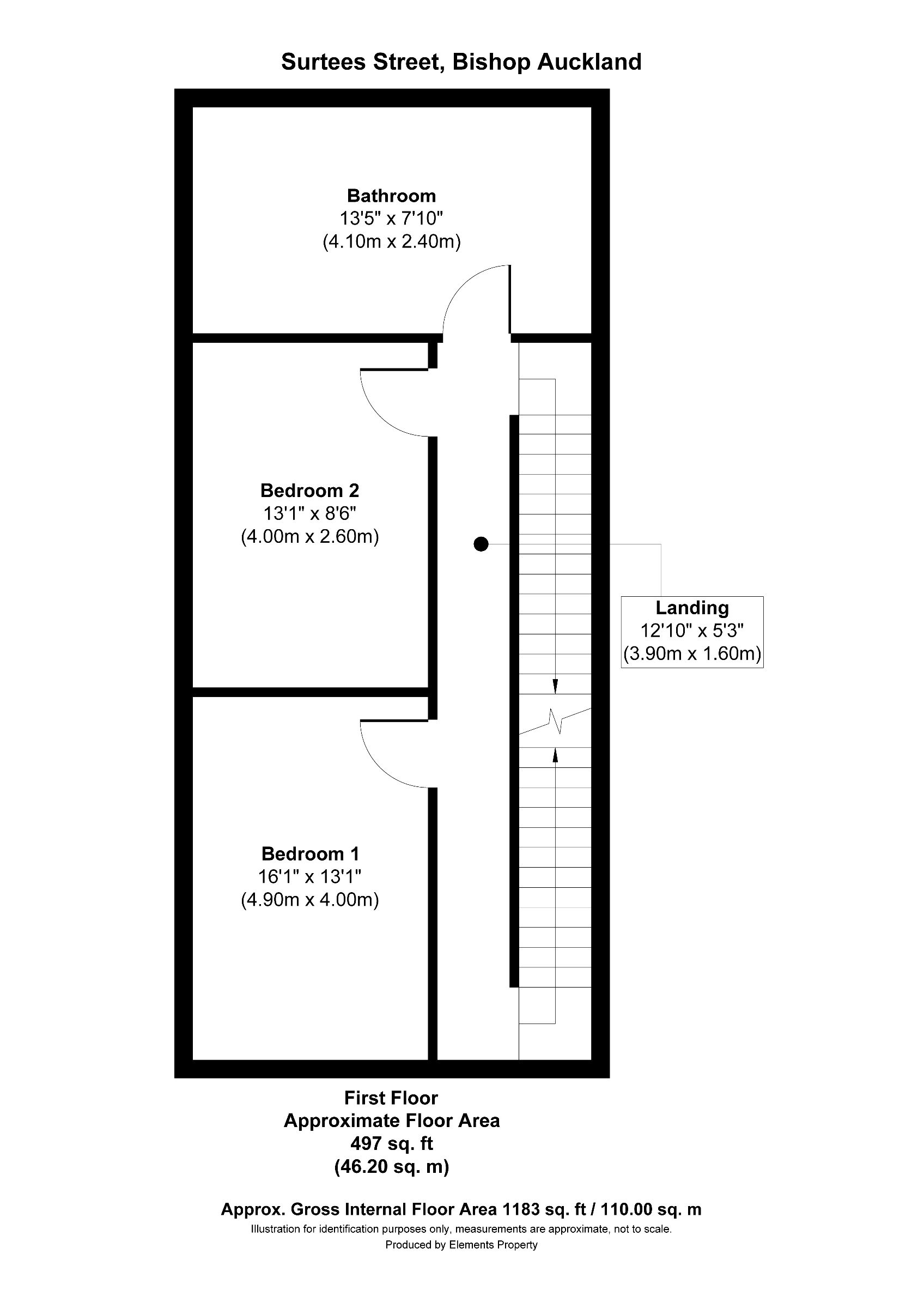2 bed terraced house to rent in Surtees Street, Bishop Auckland - Property floorplan