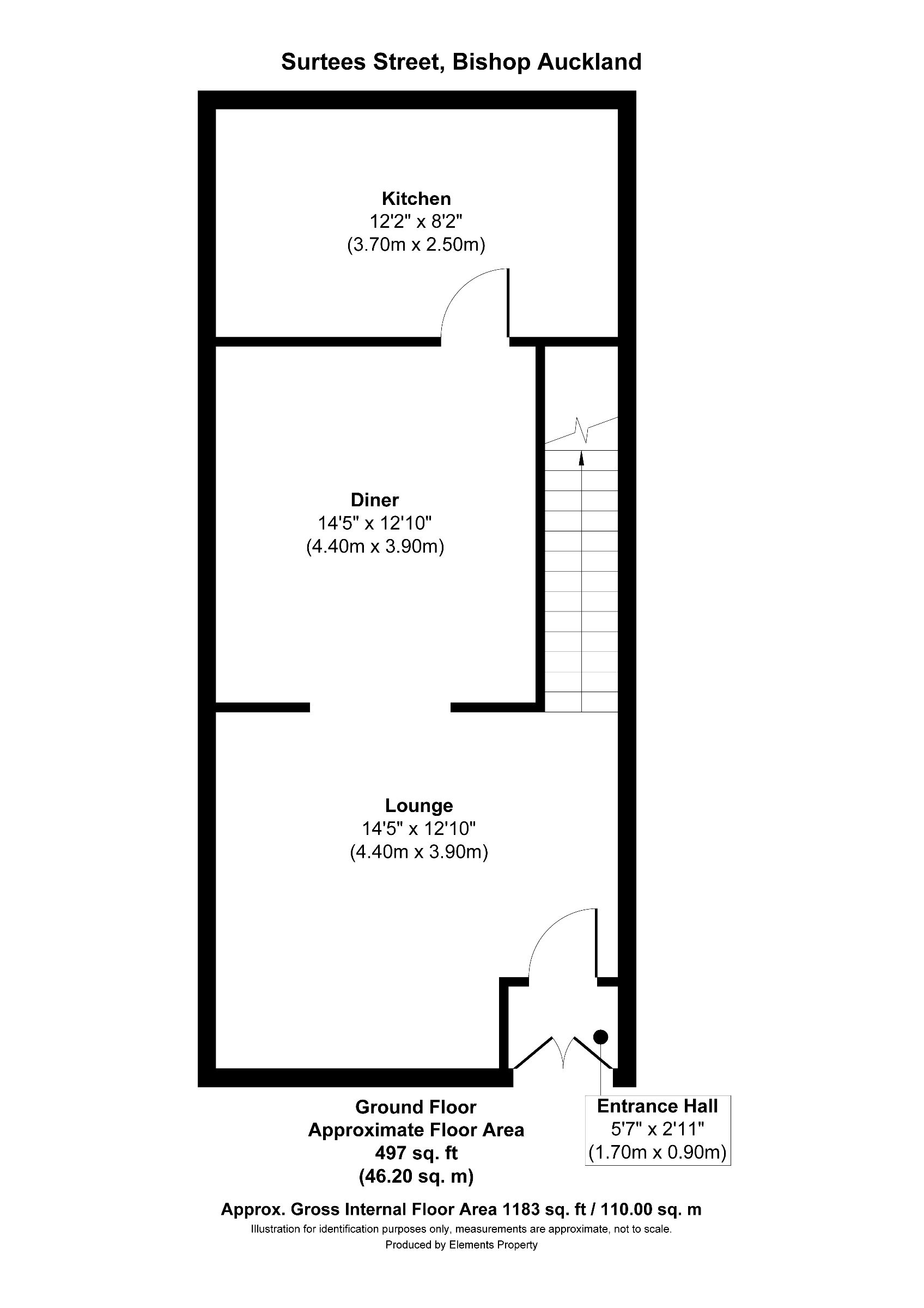 2 bed terraced house to rent in Surtees Street, Bishop Auckland - Property floorplan