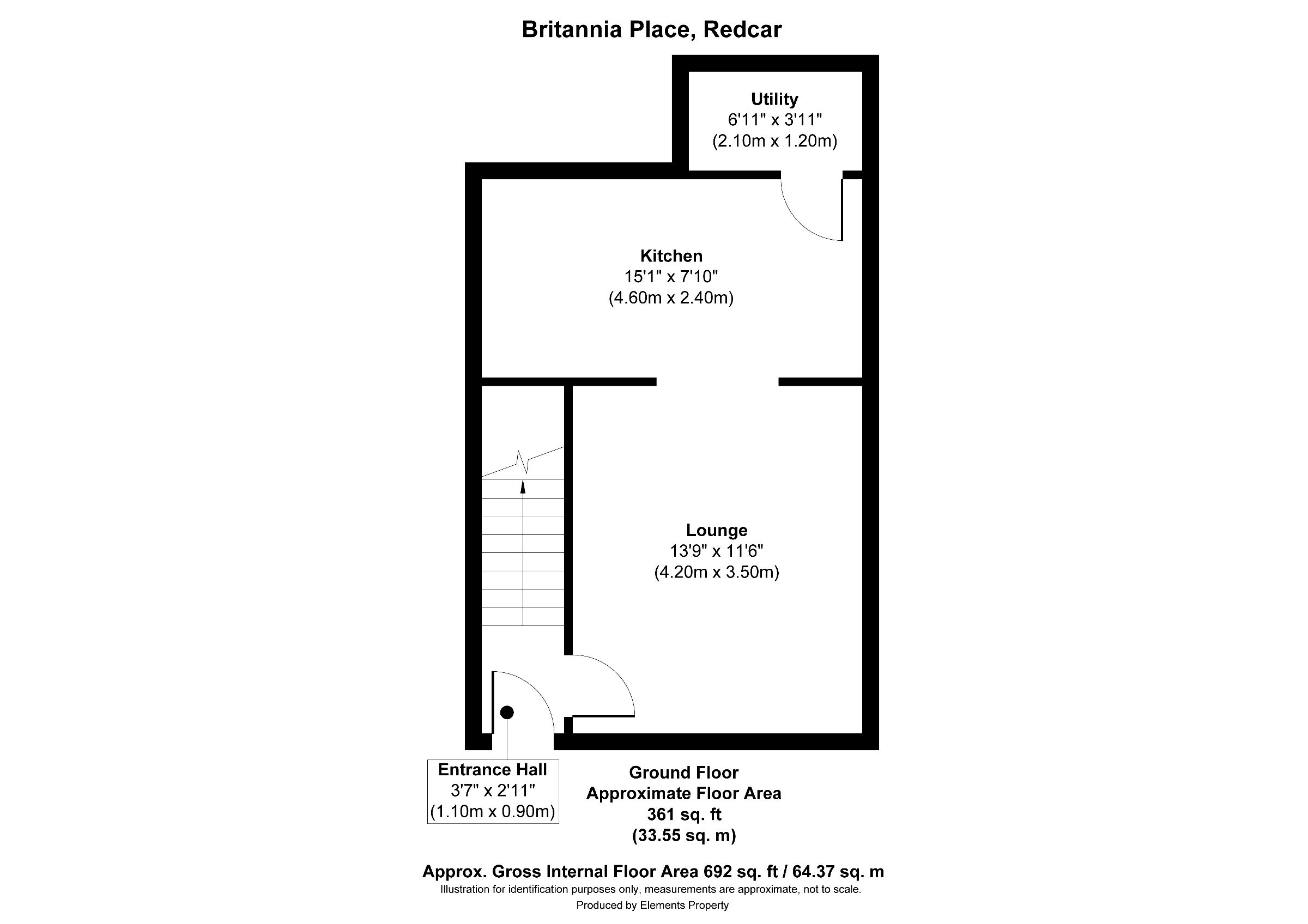 2 bed terraced house to rent in Britannia Place, Redcar - Property floorplan