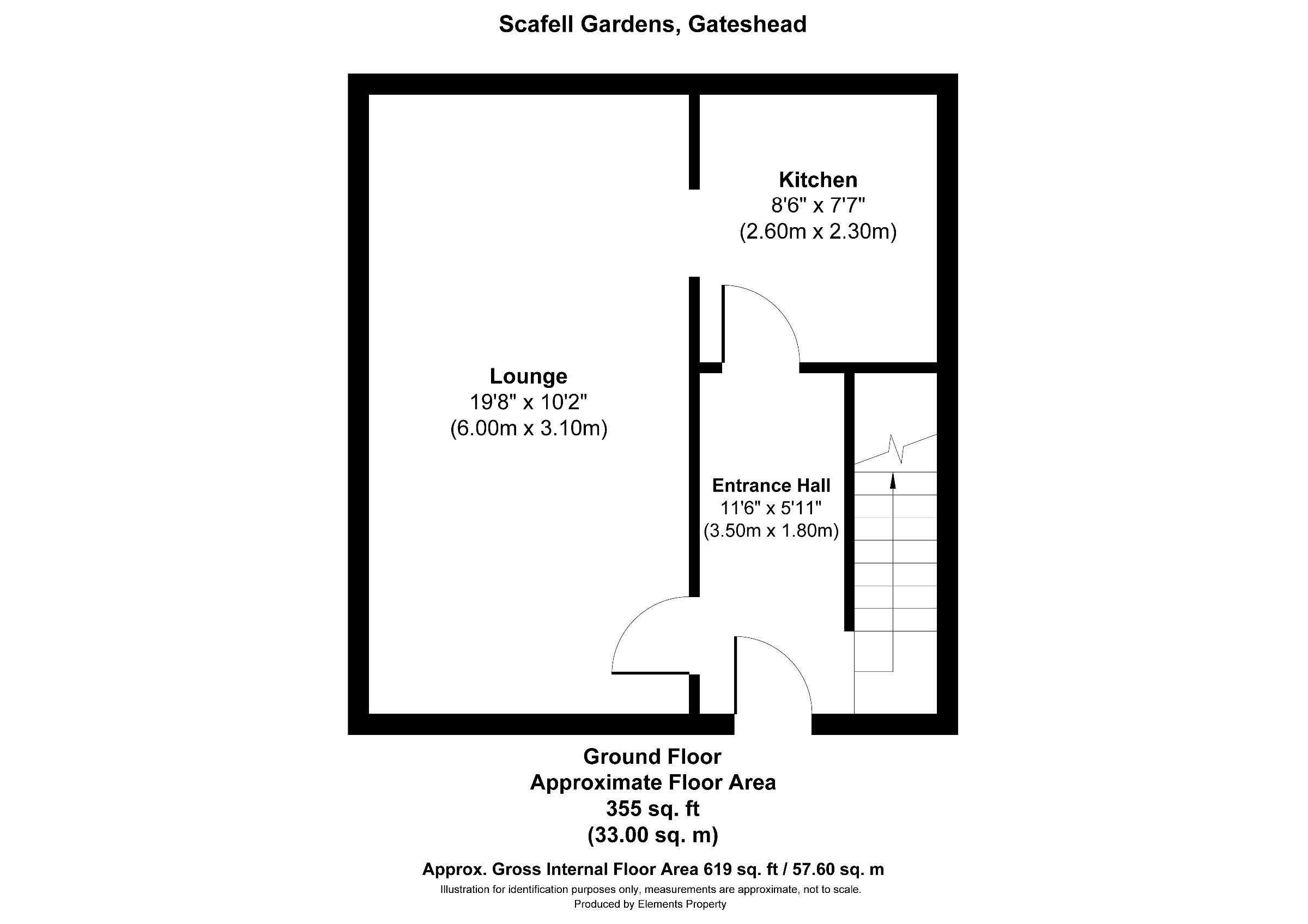 2 bed semi-detached house to rent in Scafell Gardens, Gateshead - Property floorplan