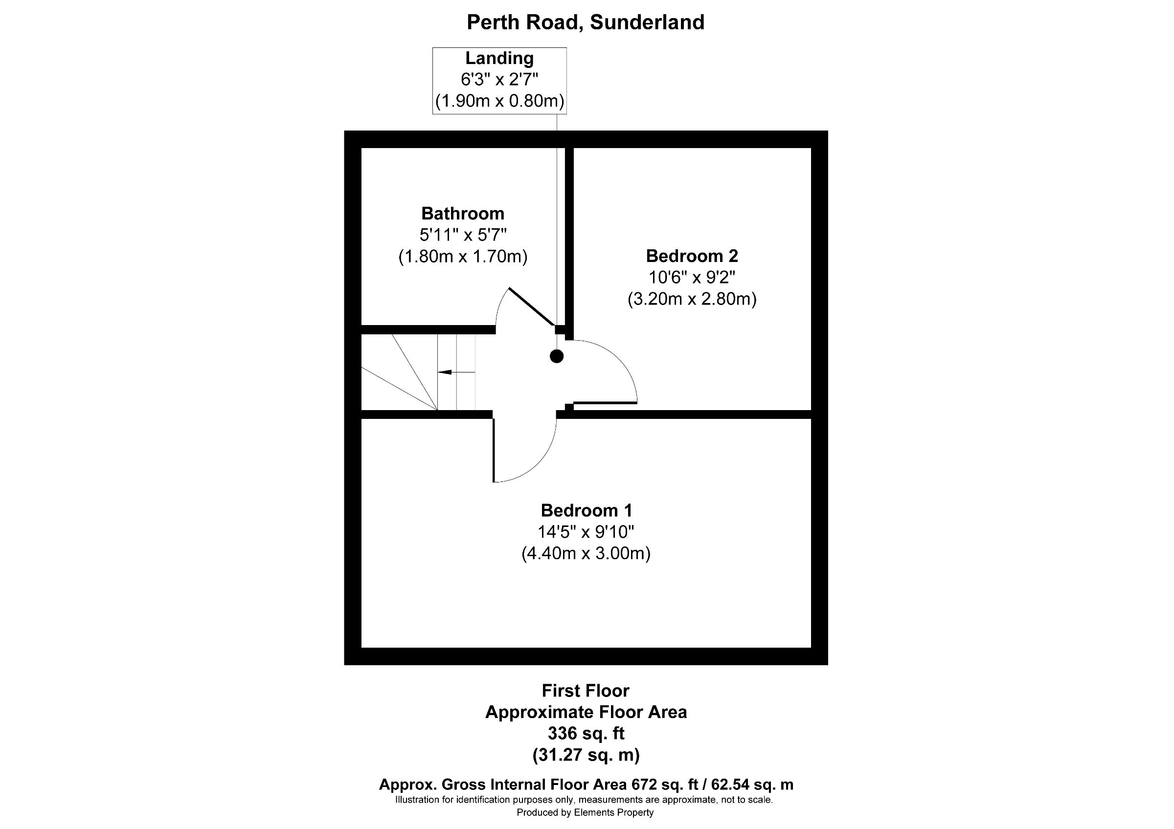 2 bed semi-detached house to rent in Perth Road, Sunderland - Property floorplan