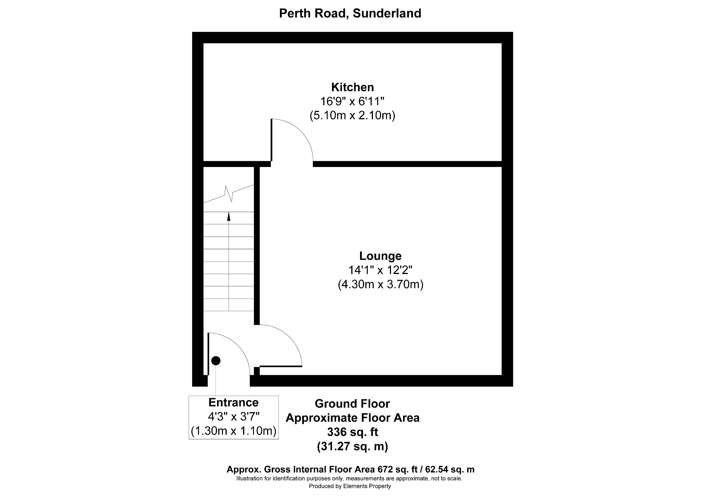2 bed semi-detached house to rent in Perth Road, Sunderland - Property floorplan