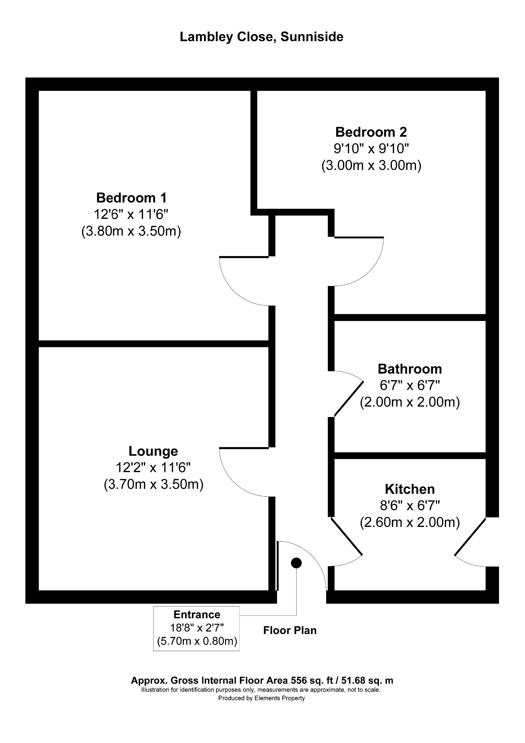 2 bed ground floor flat to rent in Lambley Close, Newcastle upon Tyne - Property floorplan