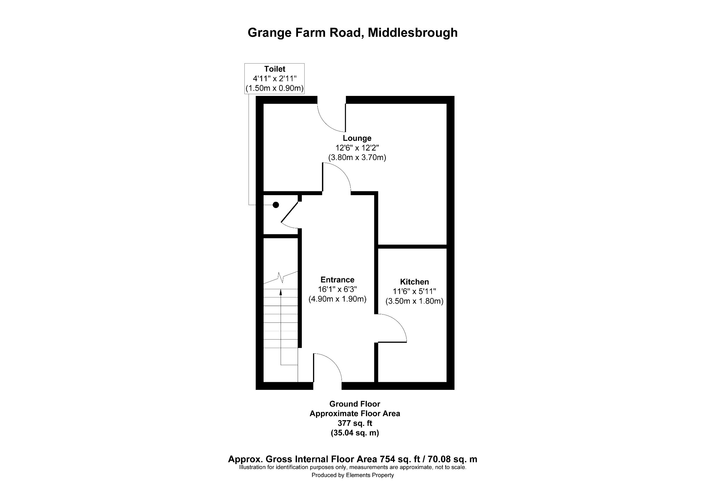 2 bed terraced house to rent in Grange Farm Road, Middlesbrough - Property floorplan