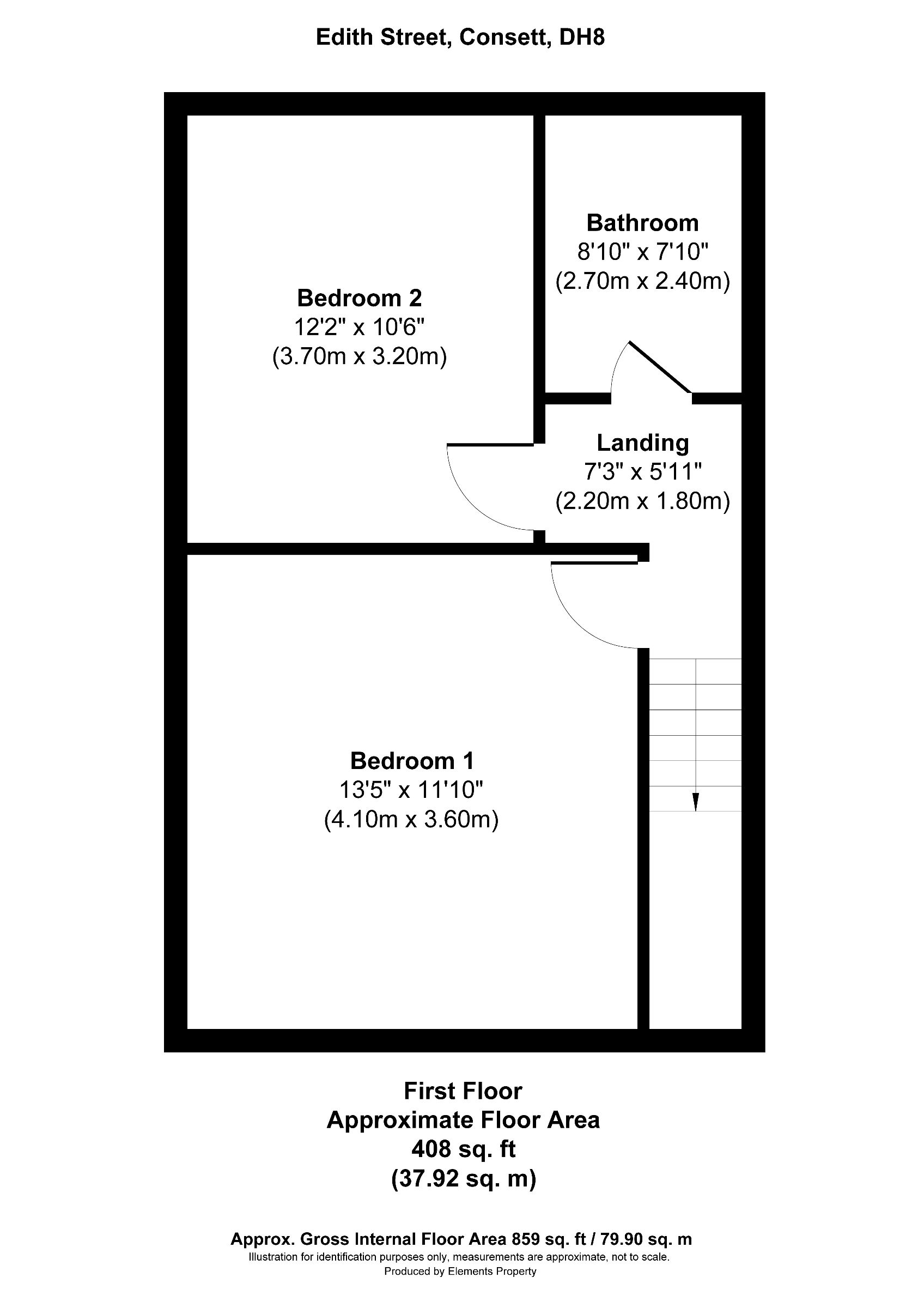 2 bed terraced house to rent in Edith Street, Consett - Property floorplan