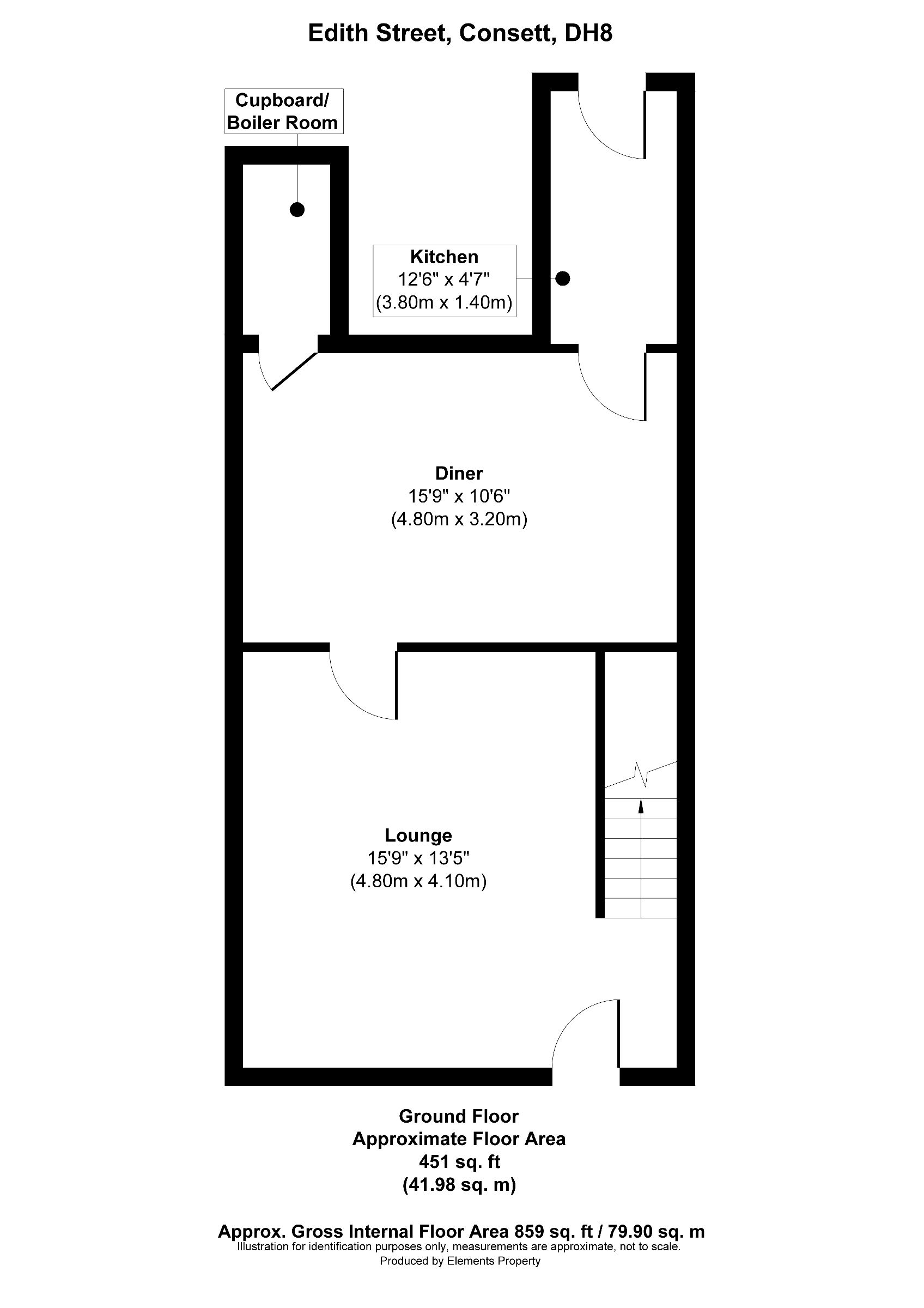 2 bed terraced house to rent in Edith Street, Consett - Property floorplan