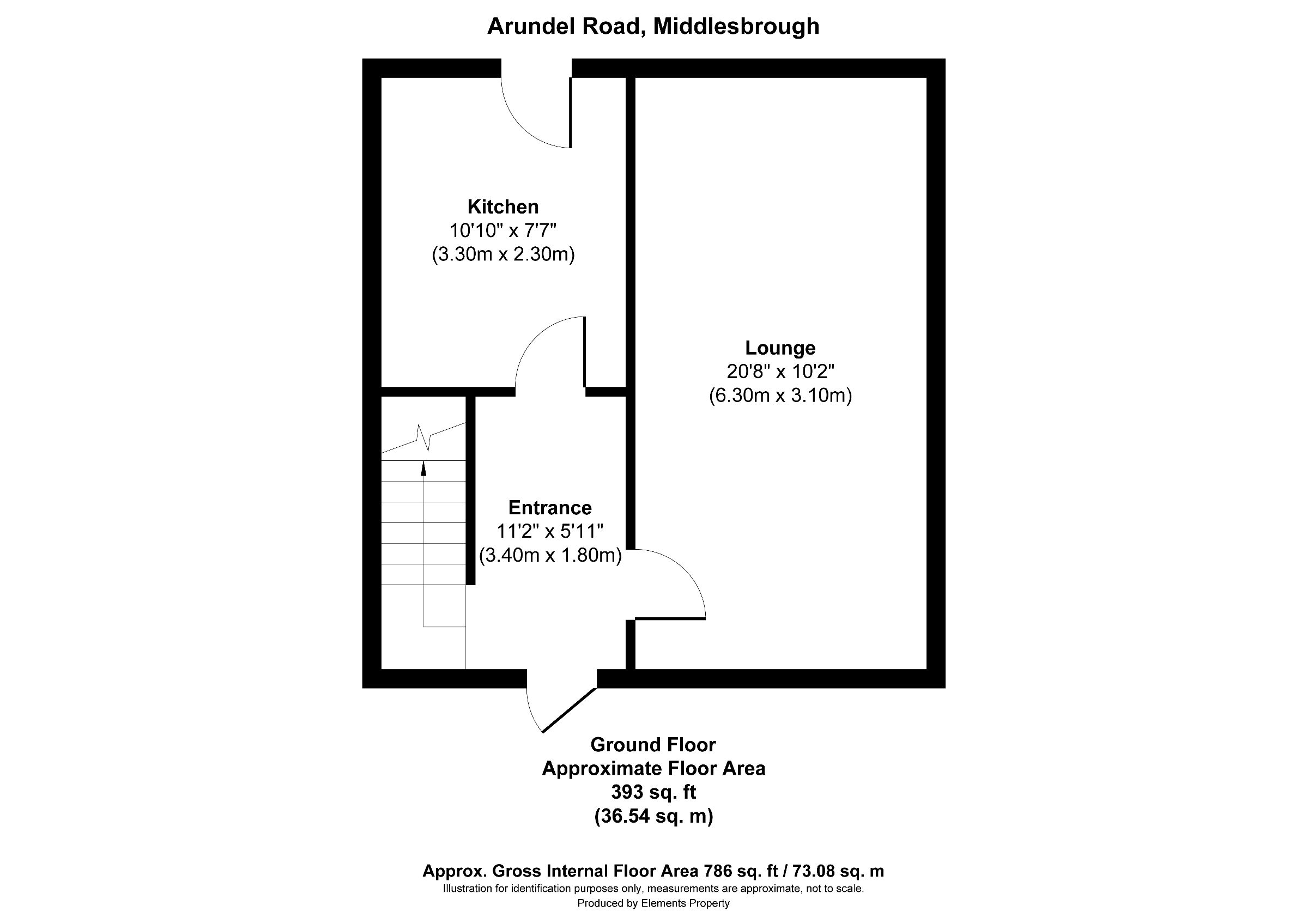 2 bed semi-detached house to rent in Arundel Road, Middlesbrough - Property floorplan