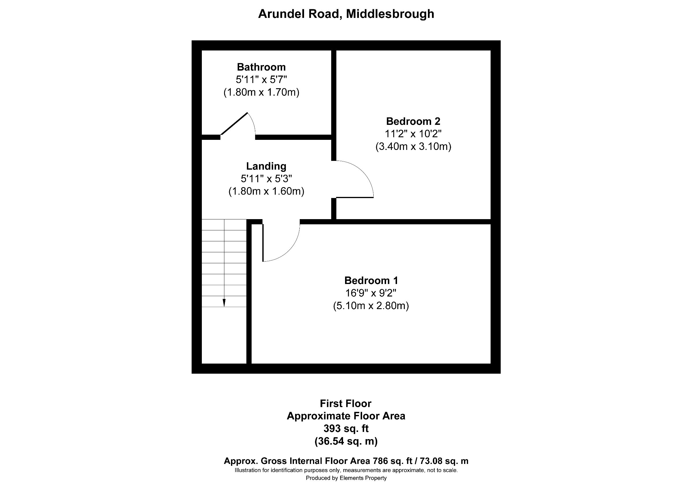 2 bed semi-detached house to rent in Arundel Road, Middlesbrough - Property floorplan