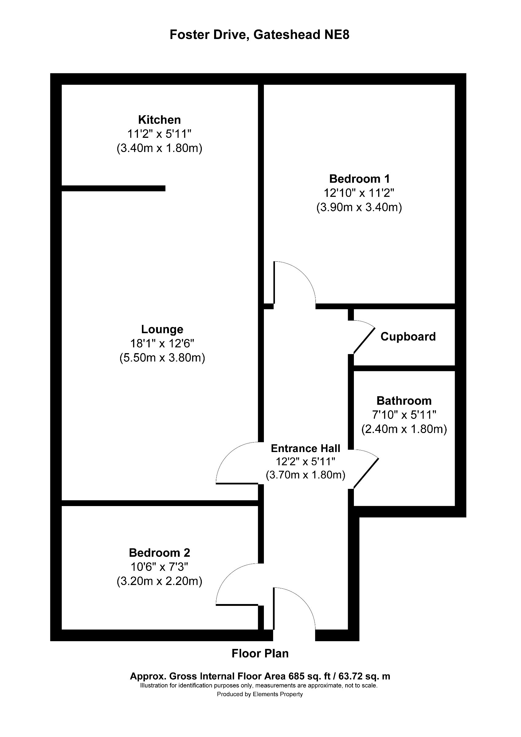 2 bed flat to rent in Foster Drive, Gateshead - Property floorplan