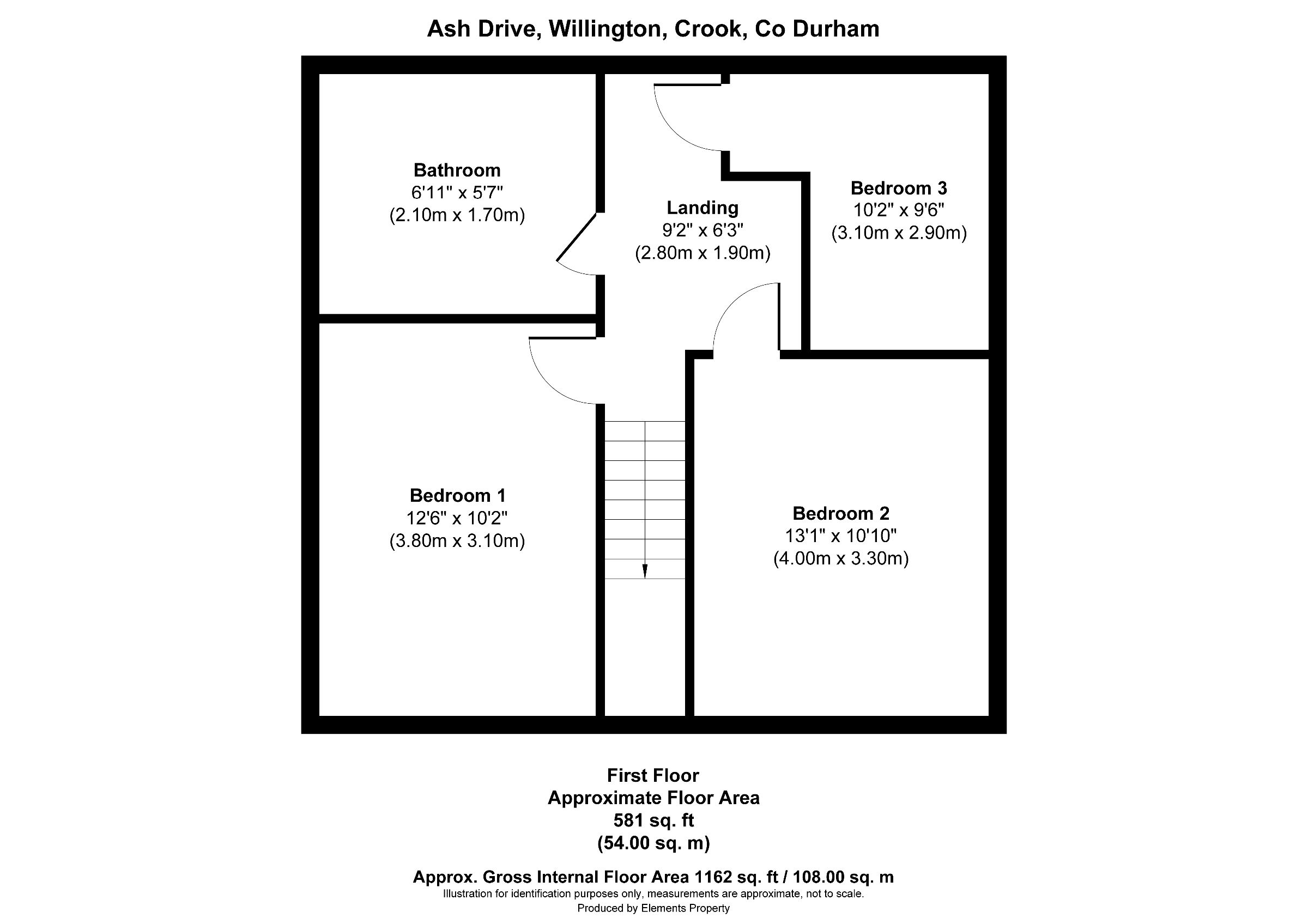 3 bed terraced house to rent in Ash Drive, Crook - Property floorplan