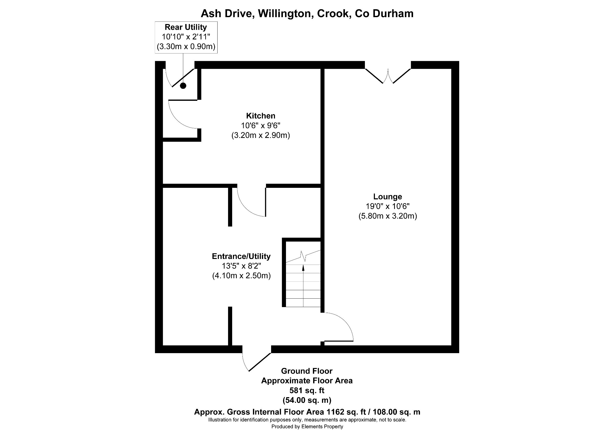 3 bed terraced house to rent in Ash Drive, Crook - Property floorplan