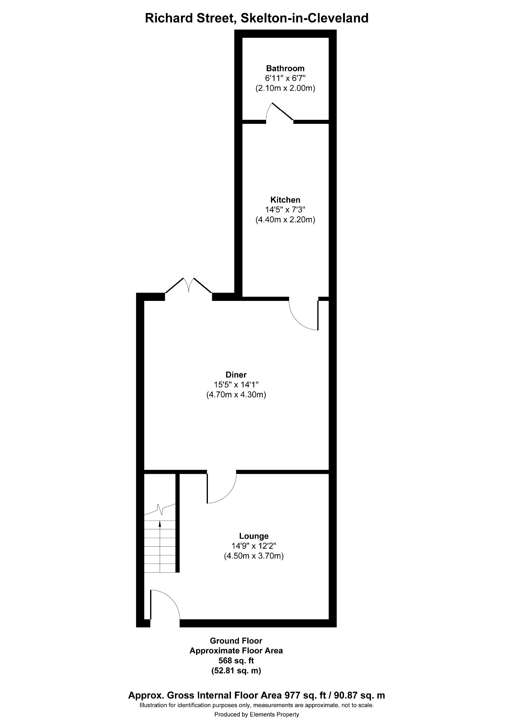 3 bed terraced house to rent in Richard Street, Saltburn-by-the-Sea - Property floorplan